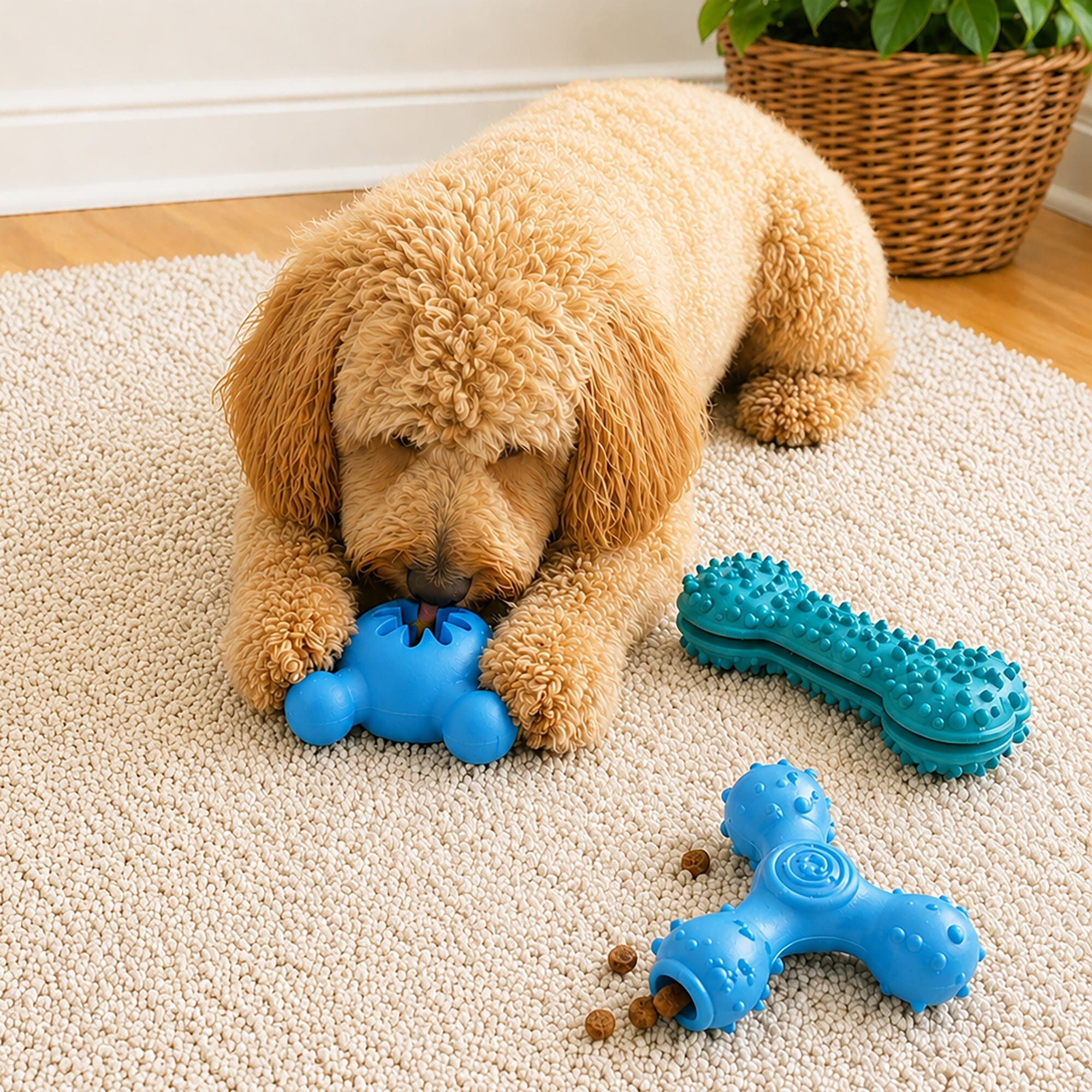 Pet Life ® 3-Piece Plush Tug Fetch and Squeaking Interactive Dog Toy Set - Blue