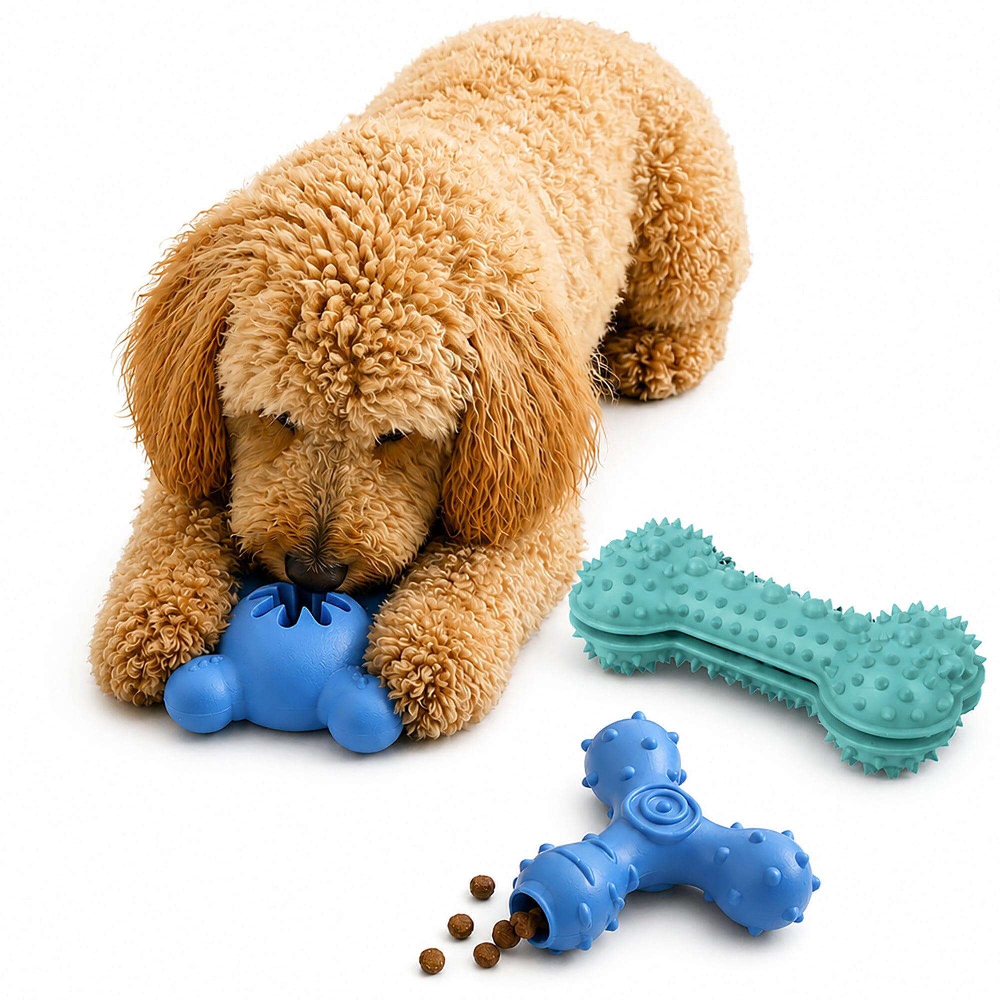 Pet Life ® 3-Piece Plush Tug Fetch and Squeaking Interactive Dog Toy Set - Blue Default Title