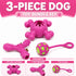 Pet Life ® 3-Piece Plush Tug Fetch and Squeaking Interactive Dog Toy Set - Pink
