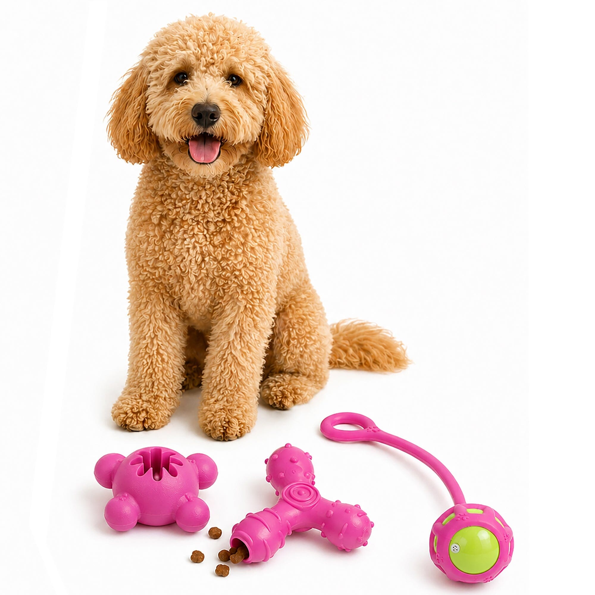 Pet Life ® 3-Piece Plush Tug Fetch and Squeaking Interactive Dog Toy Set - Pink Default Title