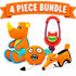 Pet Life ® 4-Piece Fetch Tug and Plush Squeaking Bundle Dog Toy Set - Orange