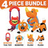 Pet Life ® 4-Piece Fetch Tug and Plush Squeaking Bundle Dog Toy Set - Orange