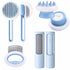 Pet Life ® 4-Piece Modern Premium Massage Slicker and Lint Brush and Deshedder Cat and Dog Grooming Set - Blue Default Title