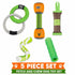Pet Life ® 5-Piece Rugged Nylon and Rubber Plush Squeak Tug and Fetch Dog Toy Set - Green and Orange