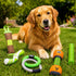 Pet Life ® 5-Piece Rugged Nylon and Rubber Plush Squeak Tug and Fetch Dog Toy Set - Green and Orange
