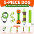 Pet Life ® 5-Piece Rugged Nylon and Rubber Plush Squeak Tug and Fetch Dog Toy Set - Green and Orange