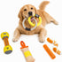 Pet Life ® 5-Piece Rugged Nylon and Rubber Plush Squeak Tug and Fetch Dog Toy Set - Yellow and Orange Default Title