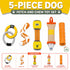 Pet Life ® 5-Piece Rugged Nylon and Rubber Plush Squeak Tug and Fetch Dog Toy Set - Yellow and Orange