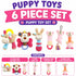 Pet Life ® 6-Piece Girl Puppy Starter Kit Plush Rope Teething and Crinkle Dog Toy Set - Pink