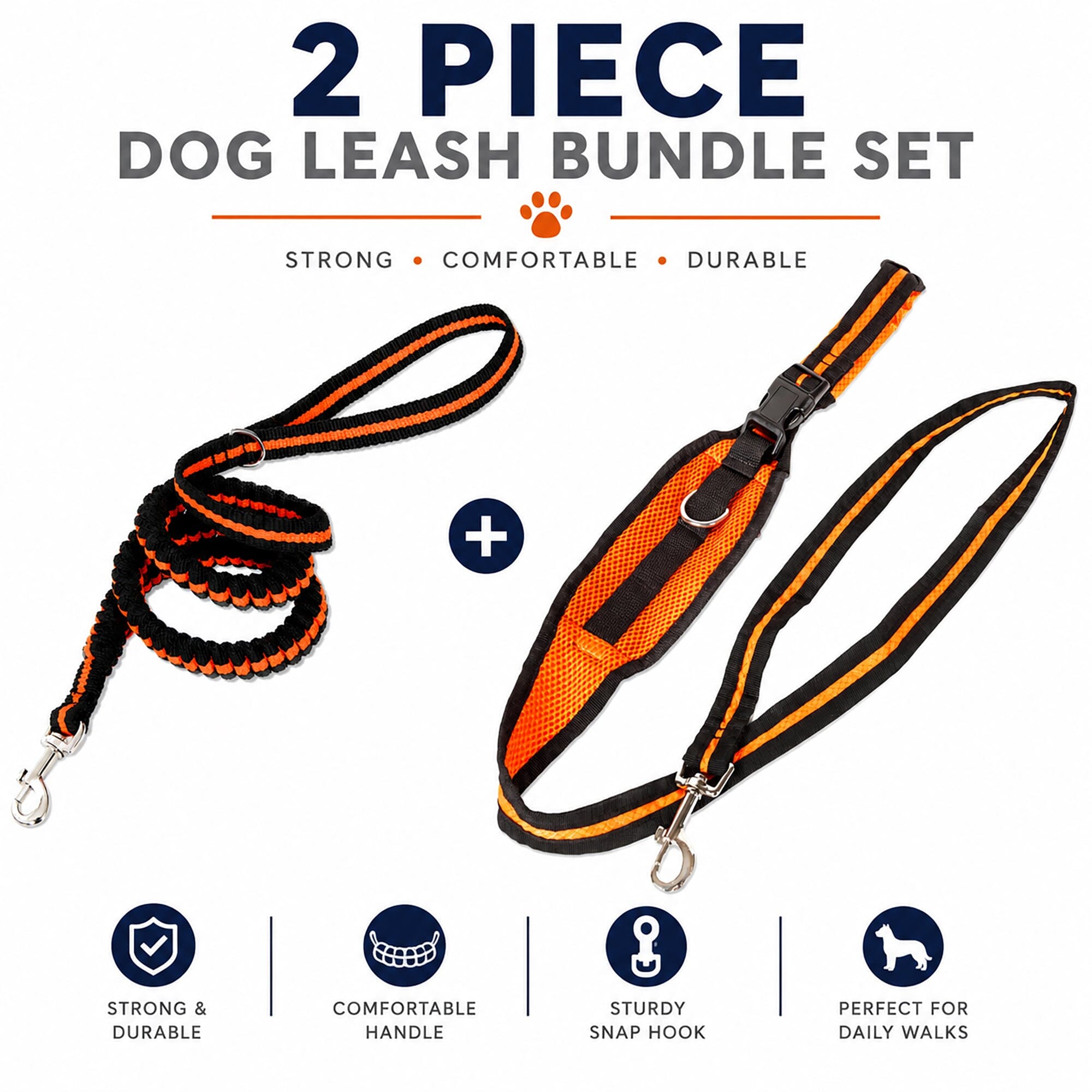 Pet Life ® Accordion and Hand's Free Belt-Clip Dog Leash - 2 Piece Set Orange