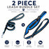 Pet Life ® Accordion and Hand's Free Belt-Clip Dog Leash - 2 Piece Set Blue