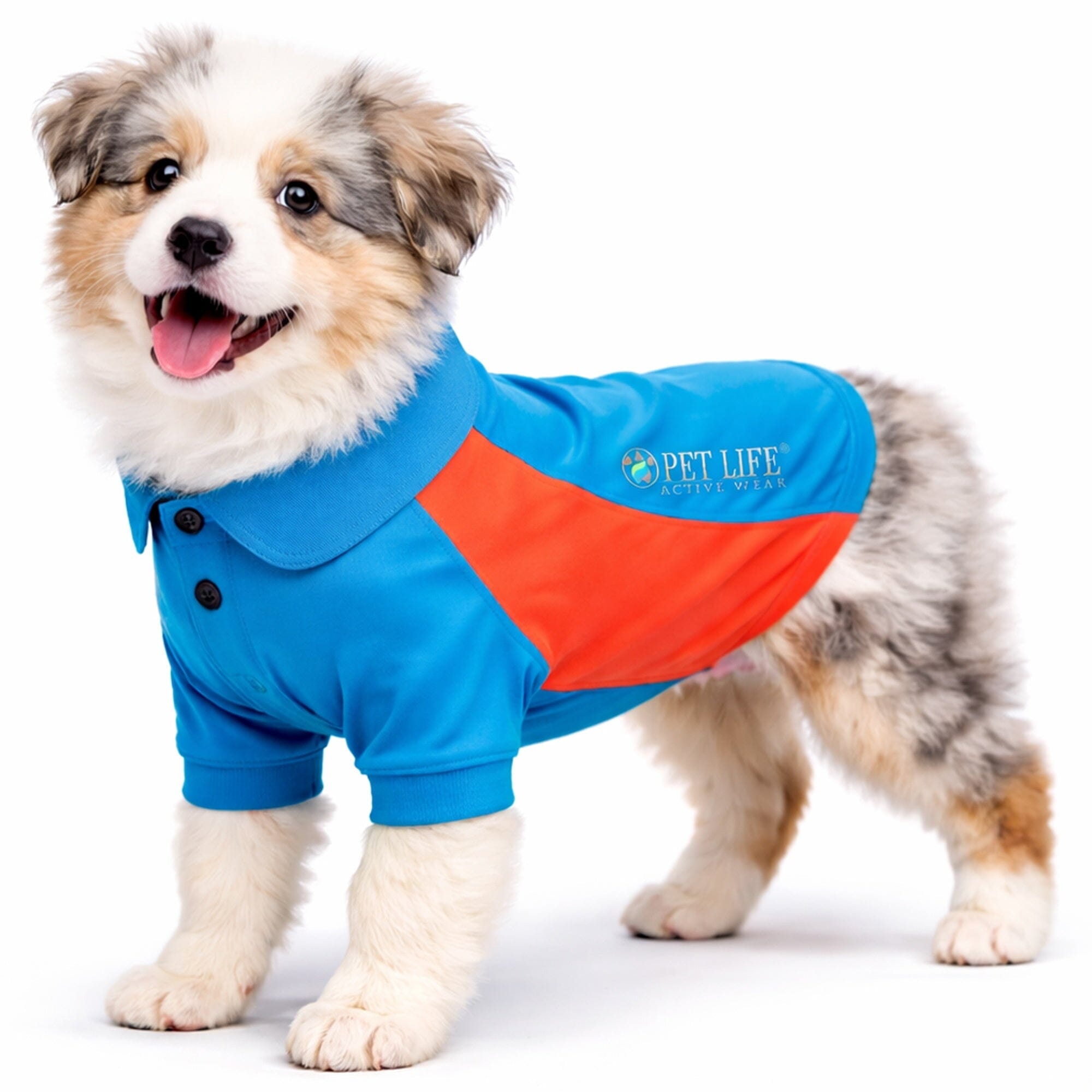 Pet Life ® Active 'Barko Pawlo' Relax-Stretch Quick-Drying Performance Dog Polo T-Shirt X-Small Light Blue