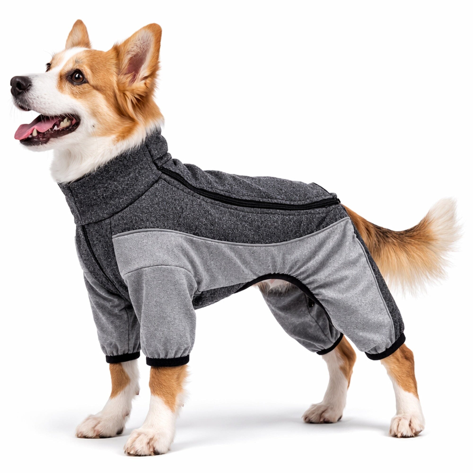 Pet Life ® Active 'Chase Pacer' Medium-weight 4-Way-Stretch Yoga Fitness Dog Tracksuit X-Small Charcoal Gray And Black
