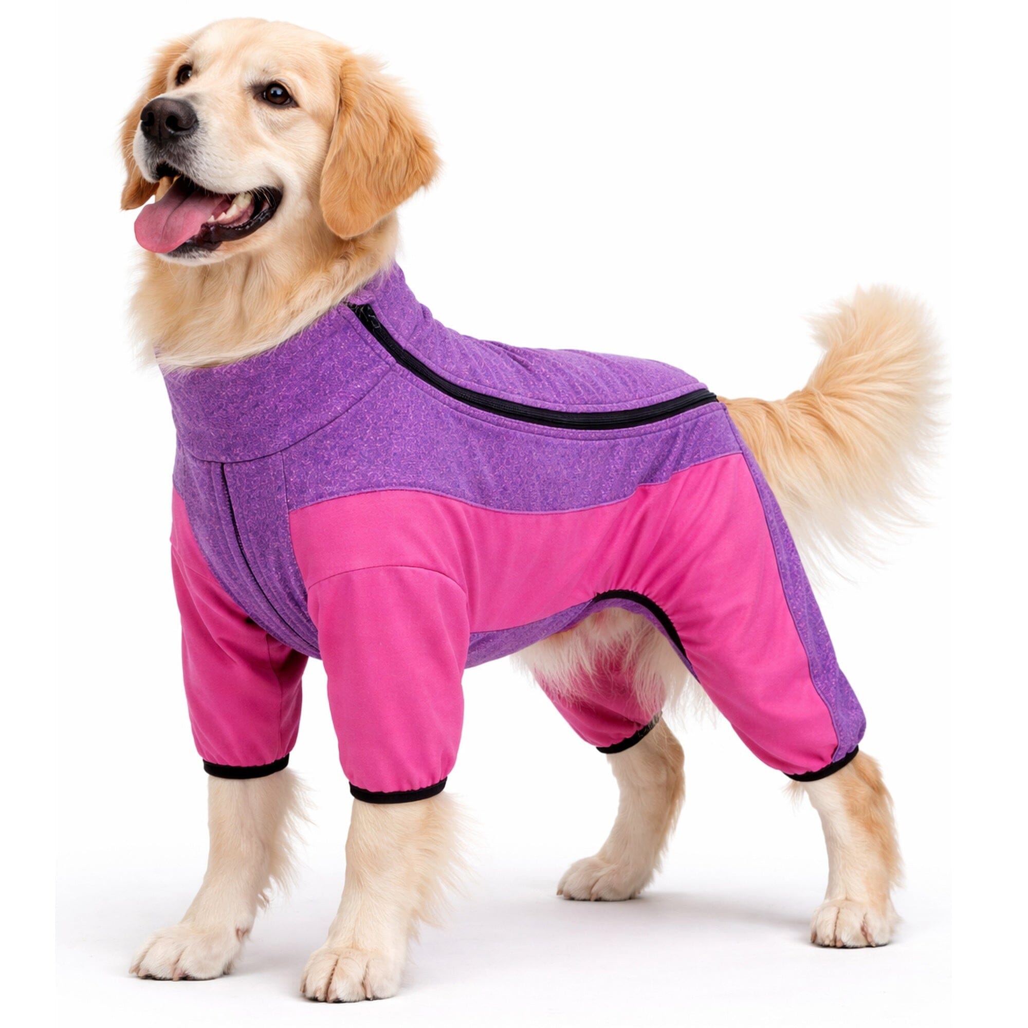 Pet Life ® Active 'Chase Pacer' Medium-weight 4-Way-Stretch Yoga Fitness Dog Tracksuit X-Small Pink And Purple