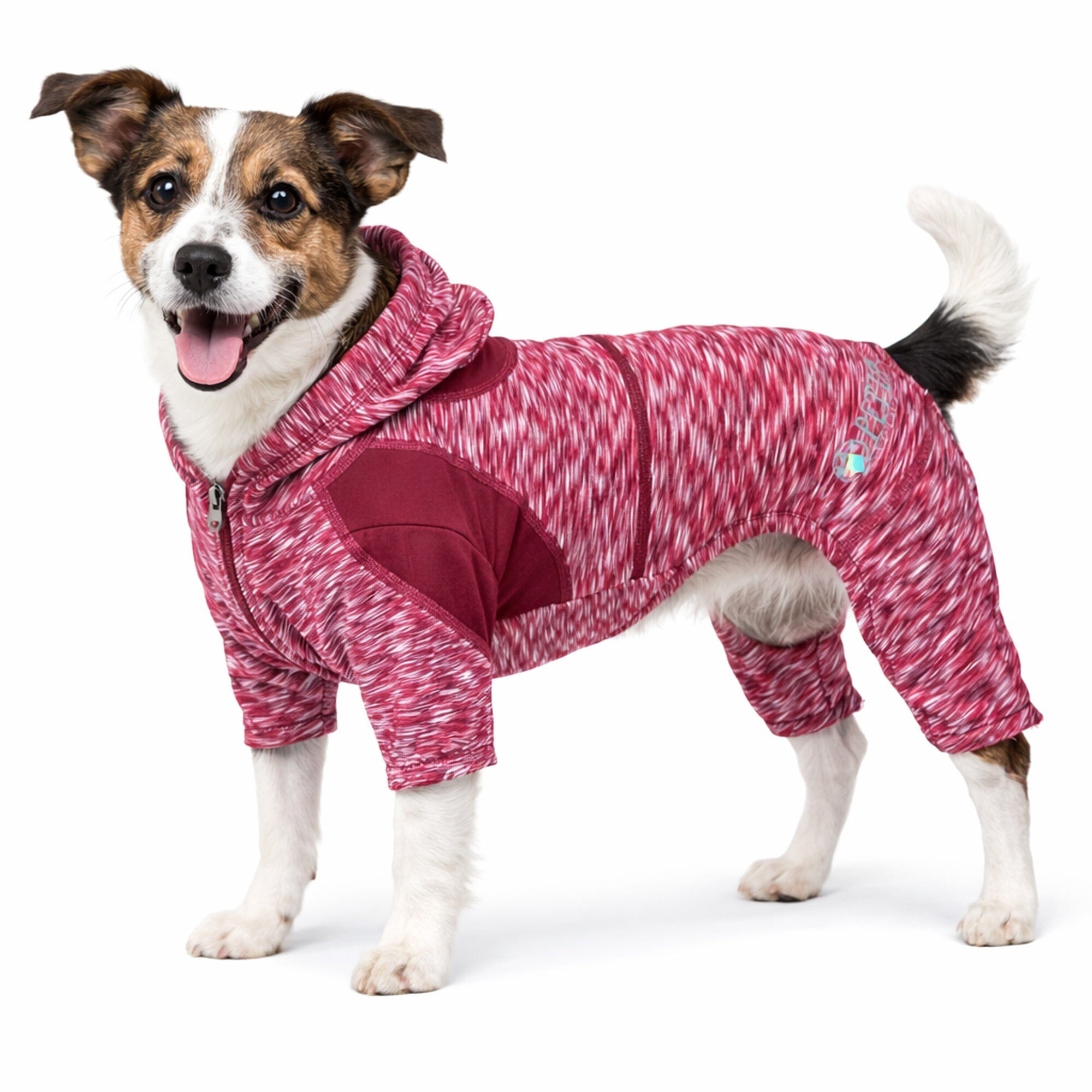Pet Life ® Active 'Downward Dog' 4-Way-Stretch Fitness Yoga Dog Tracksuit Hoodie X-Small Burgundy