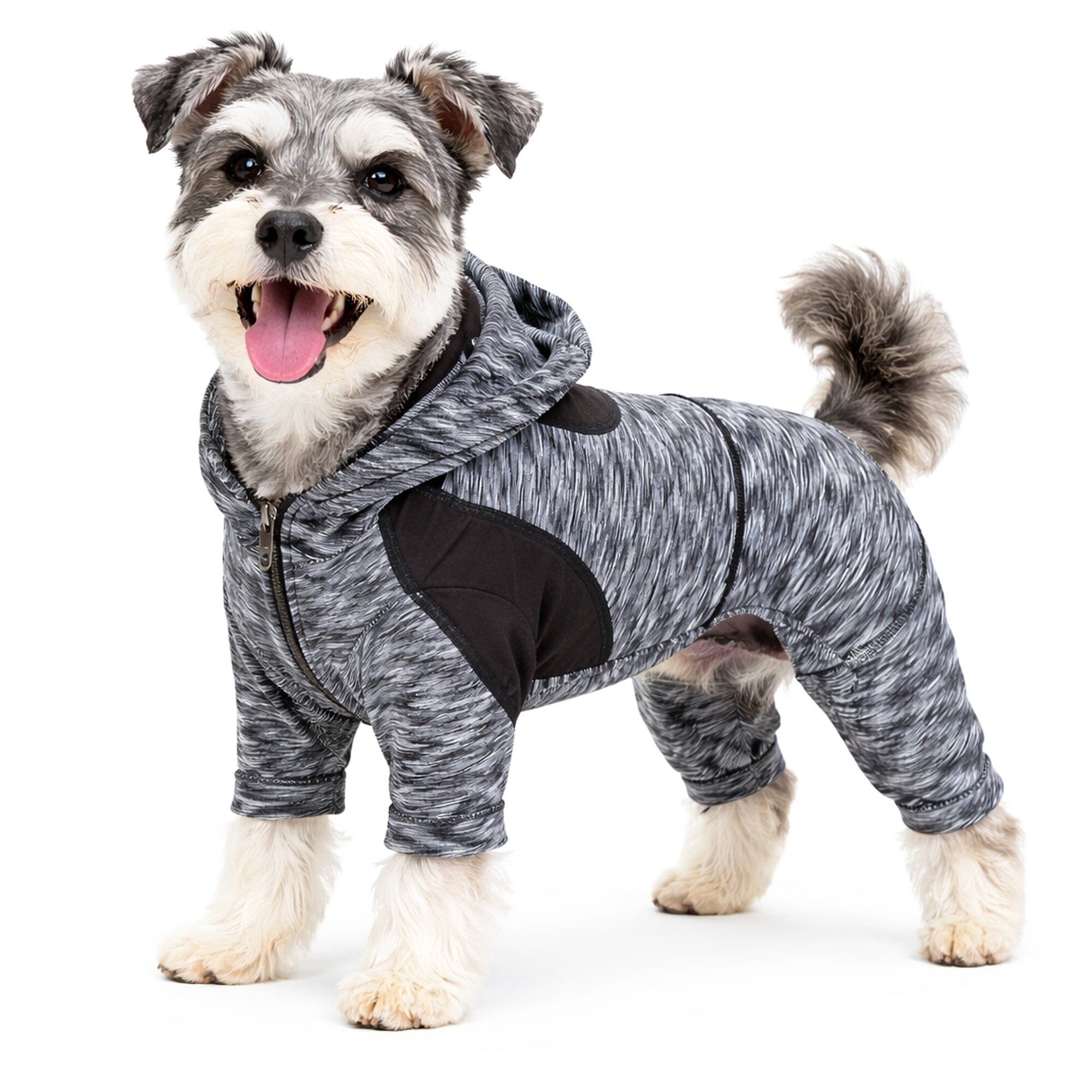 Pet Life ® Active 'Downward Dog' 4-Way-Stretch Fitness Yoga Dog Tracksuit Hoodie X-Small Black