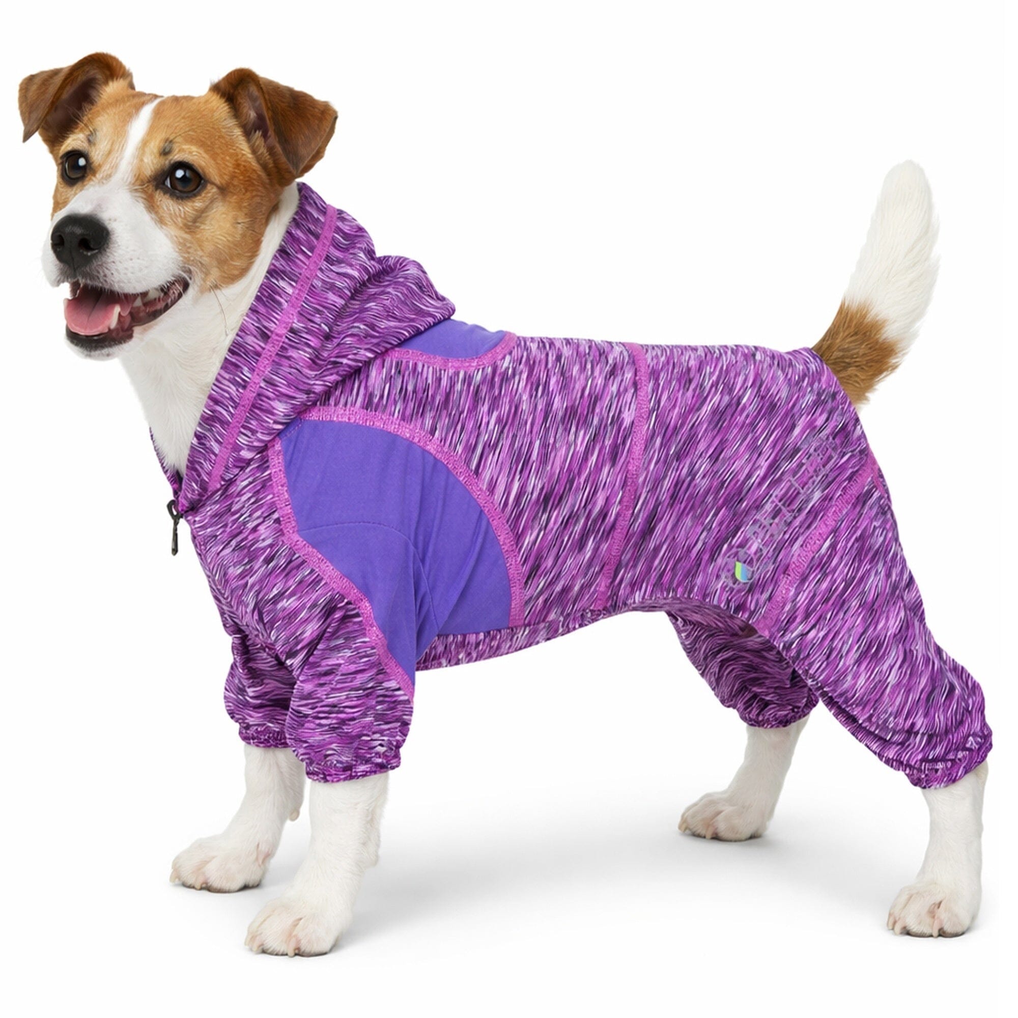 Pet Life ® Active 'Downward Dog' 4-Way-Stretch Fitness Yoga Dog Tracksuit Hoodie X-Small Purple