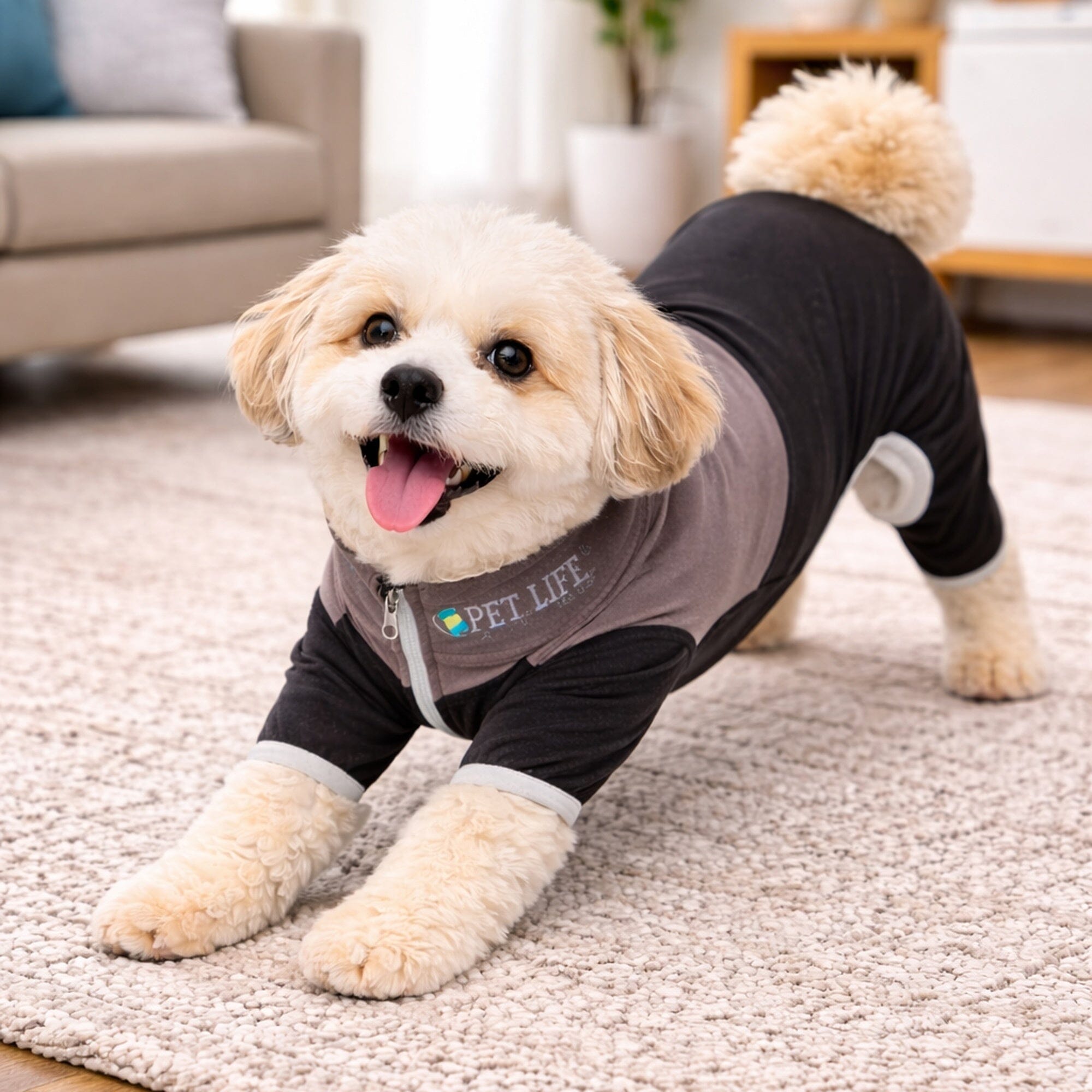Pet Life ® Active 'Embarker' 4-Way Stretch Fitness Yoga Full Body Dog Tracksuit