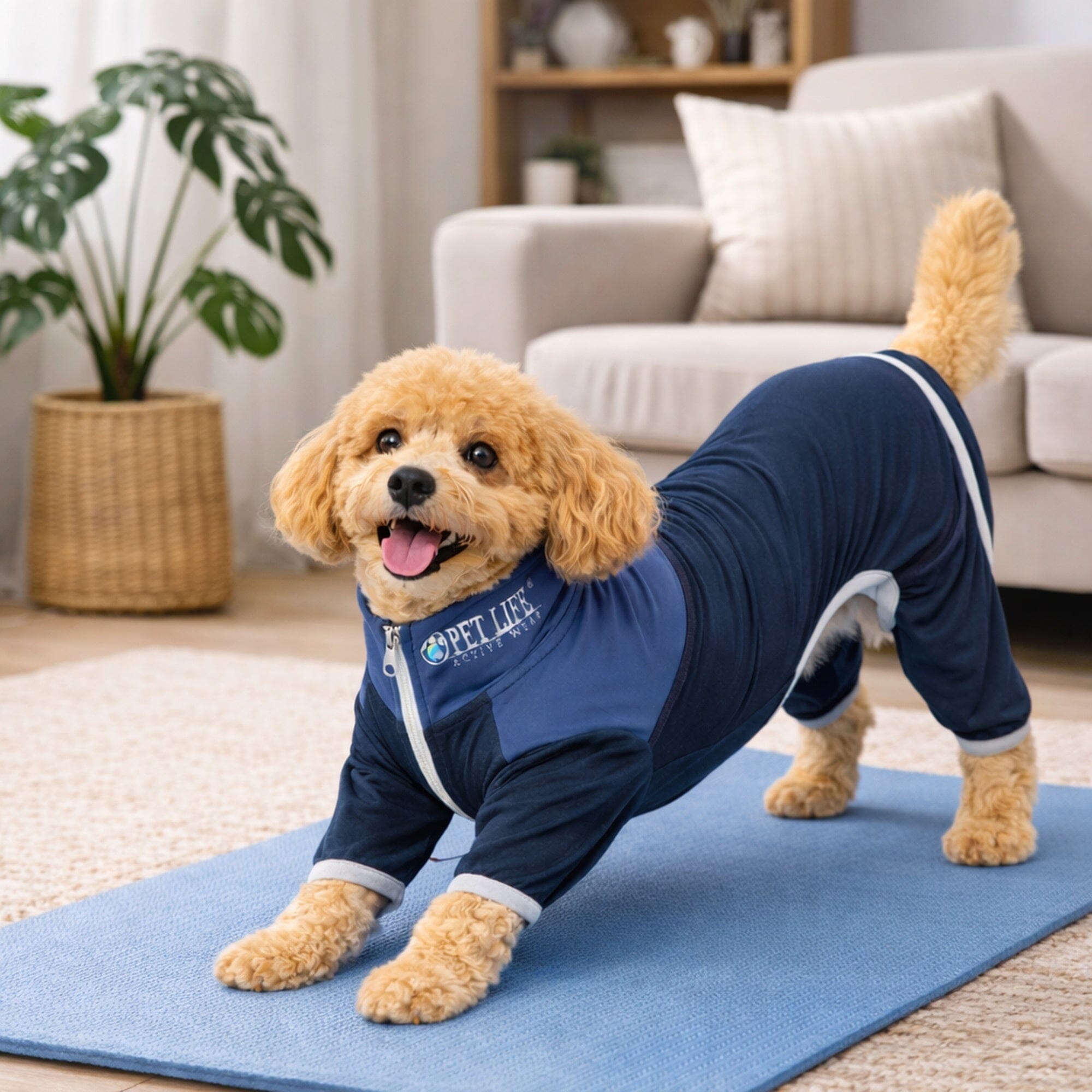 Pet Life ® Active 'Embarker' 4-Way Stretch Fitness Yoga Full Body Dog Tracksuit