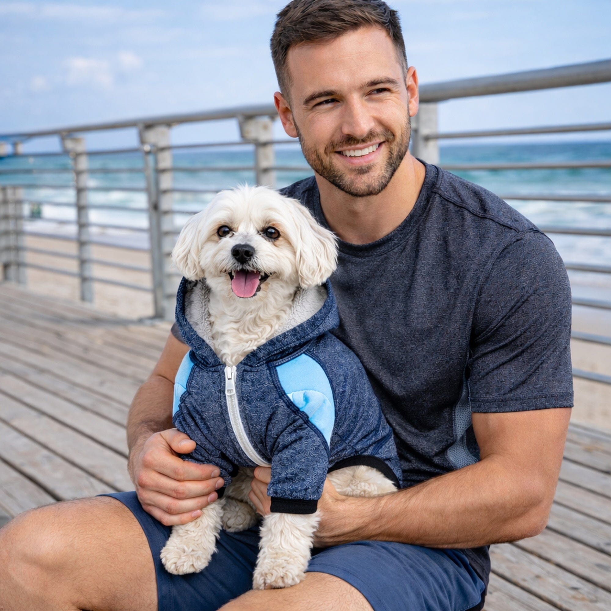 Pet Life ® Active 'Fur-Breeze' Medium-weight 4-Way-Stretch Full Body Hooded Dog Yoga sweater