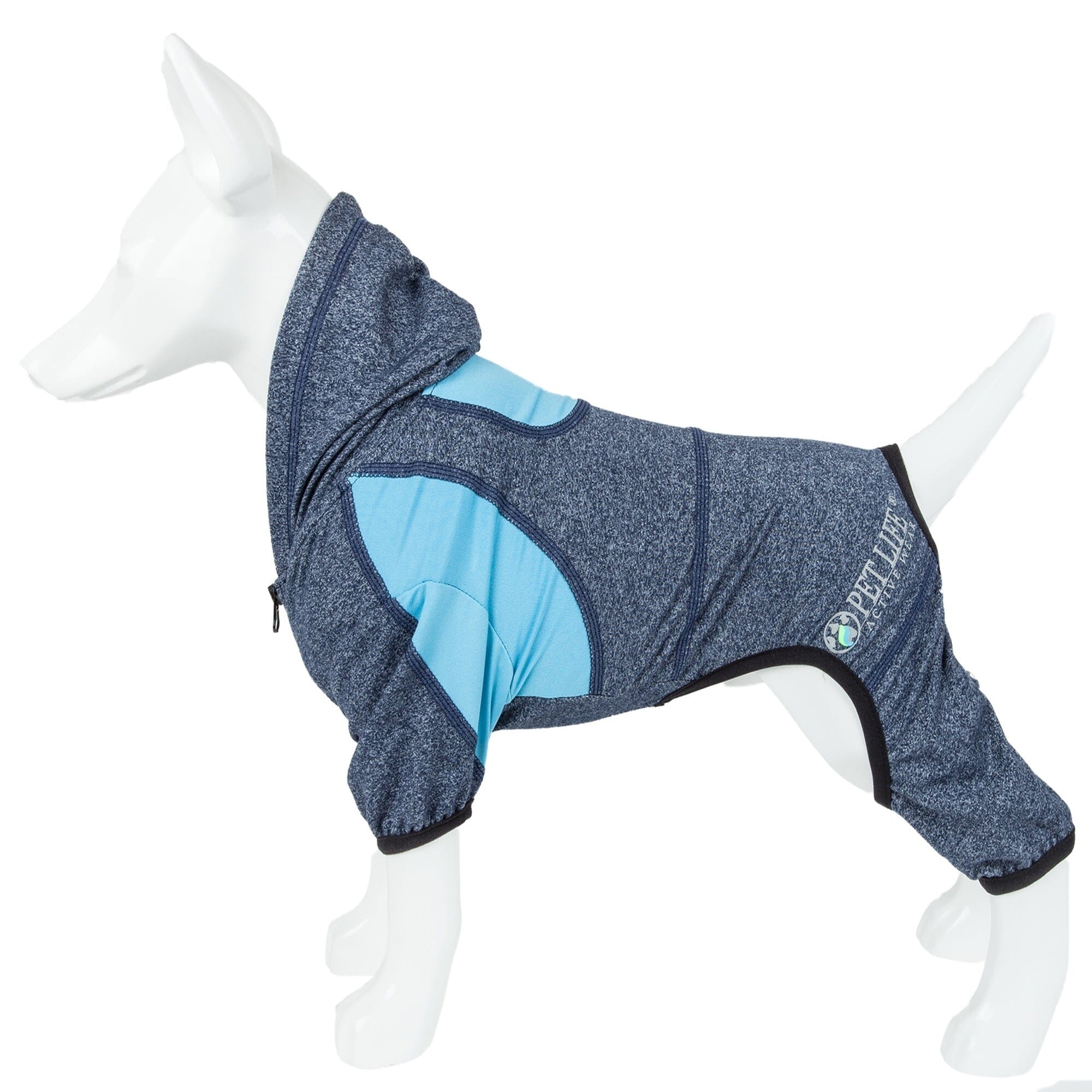 Pet Life ® Active 'Fur-Breeze' Medium-weight 4-Way-Stretch Full Body Hooded Dog Yoga sweater