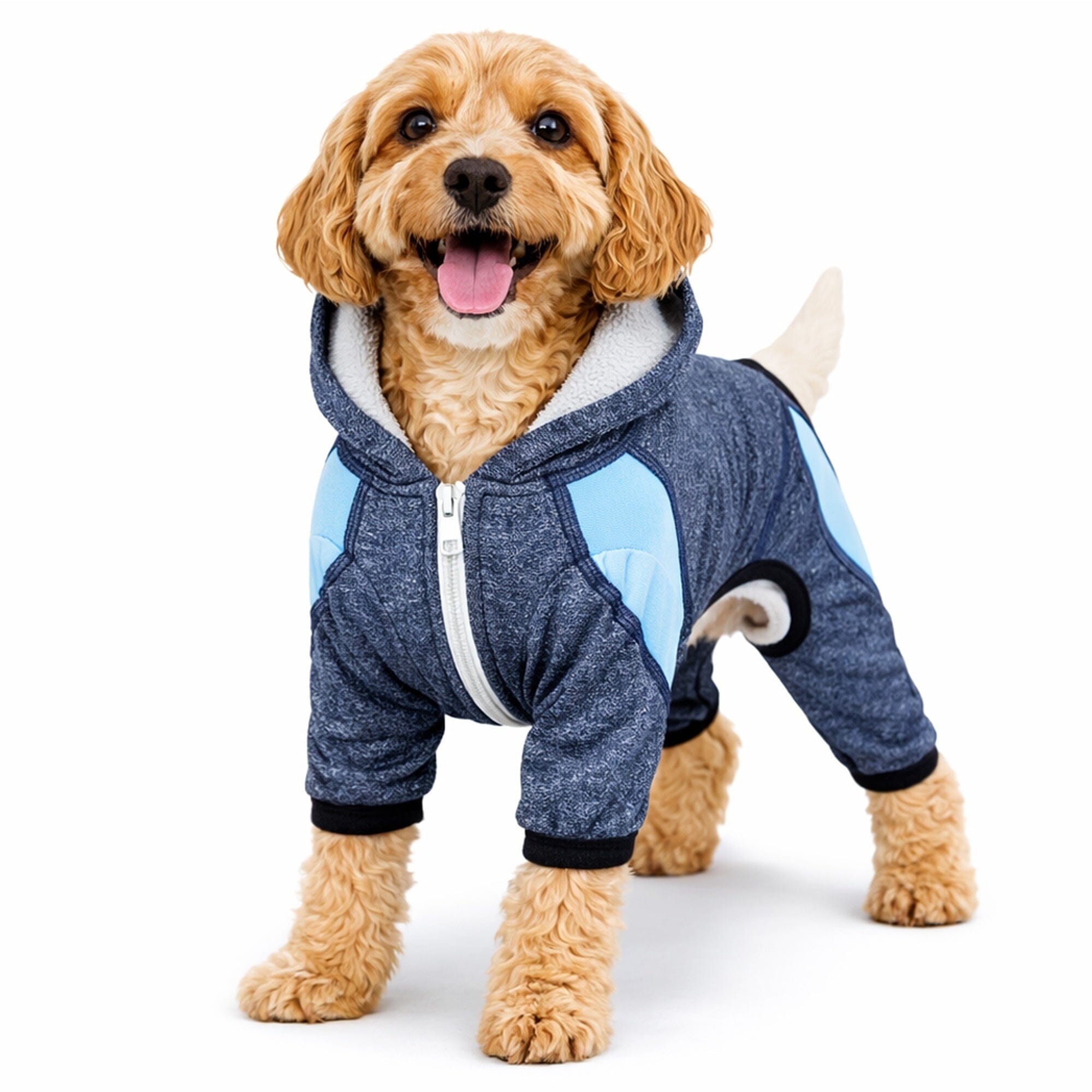 Pet Life ® Active 'Fur-Breeze' Medium-weight 4-Way-Stretch Full Body Hooded Dog Yoga sweater