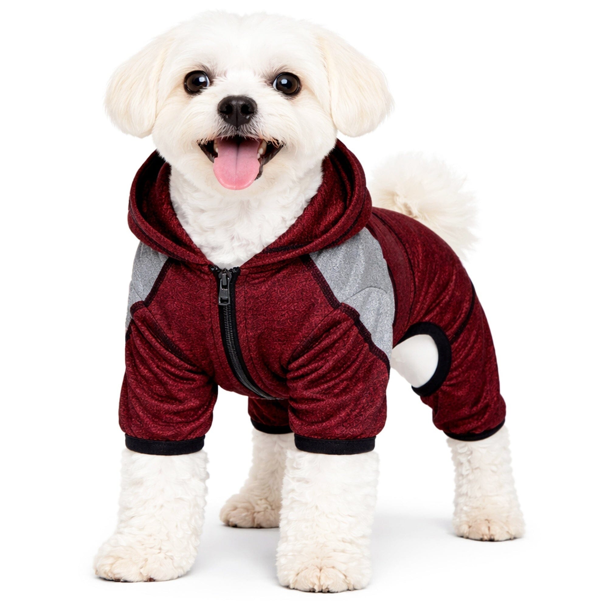 Pet Life ® Active 'Fur-Breeze' Medium-weight 4-Way-Stretch Full Body Hooded Dog Yoga sweater