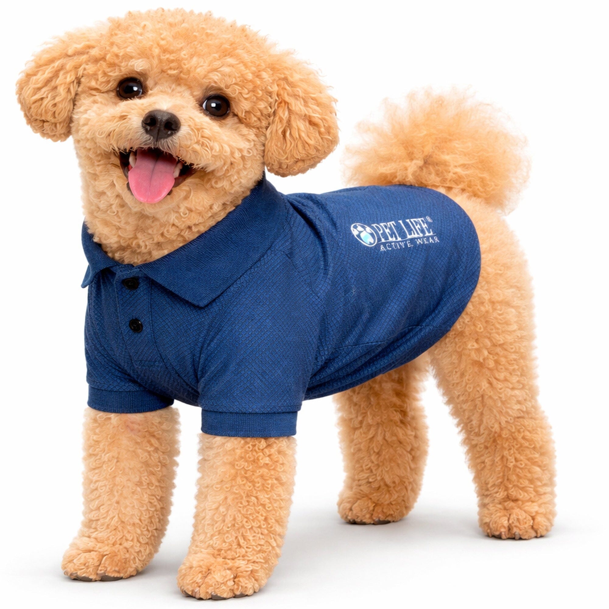 Pet Life ® Active 'Fur-Flex' Stretch and Quick-Dry Anti-Odor Fitness Yoga Dog Polo T-Shirt X-Small Navy