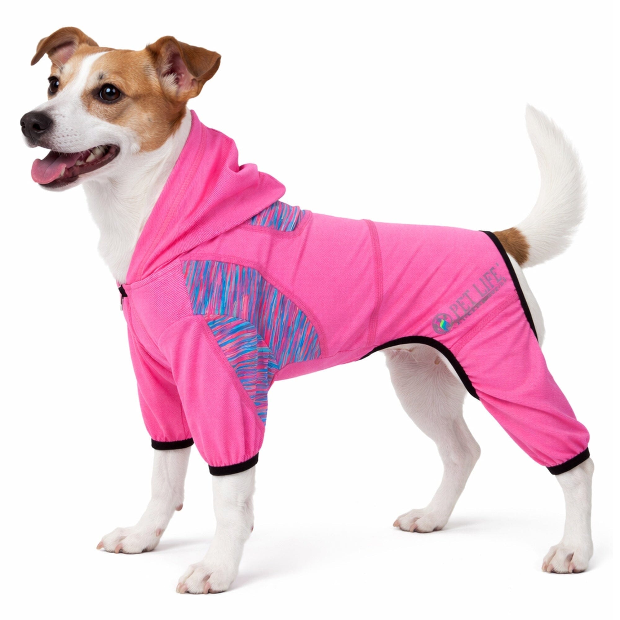 Pet Life ® Active 'Pawsterity' Mediumweight 4-Way-Stretch Yoga Fitness Dog Tracksuit Hoodie X-Small Pink