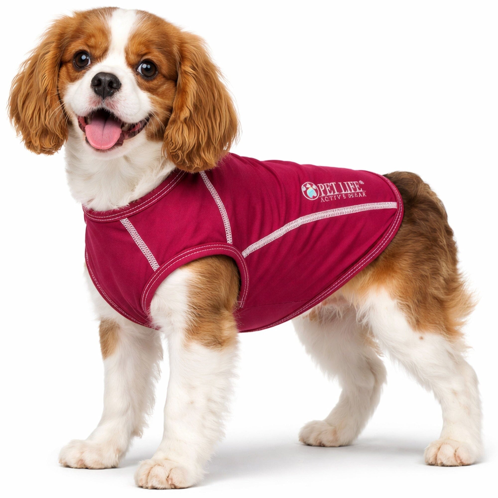 Pet Life ® Active 'Racerbark' 4-Way-Stretch Yoga Fitness Dog T-Shirt Tank Top X-Small Maroon