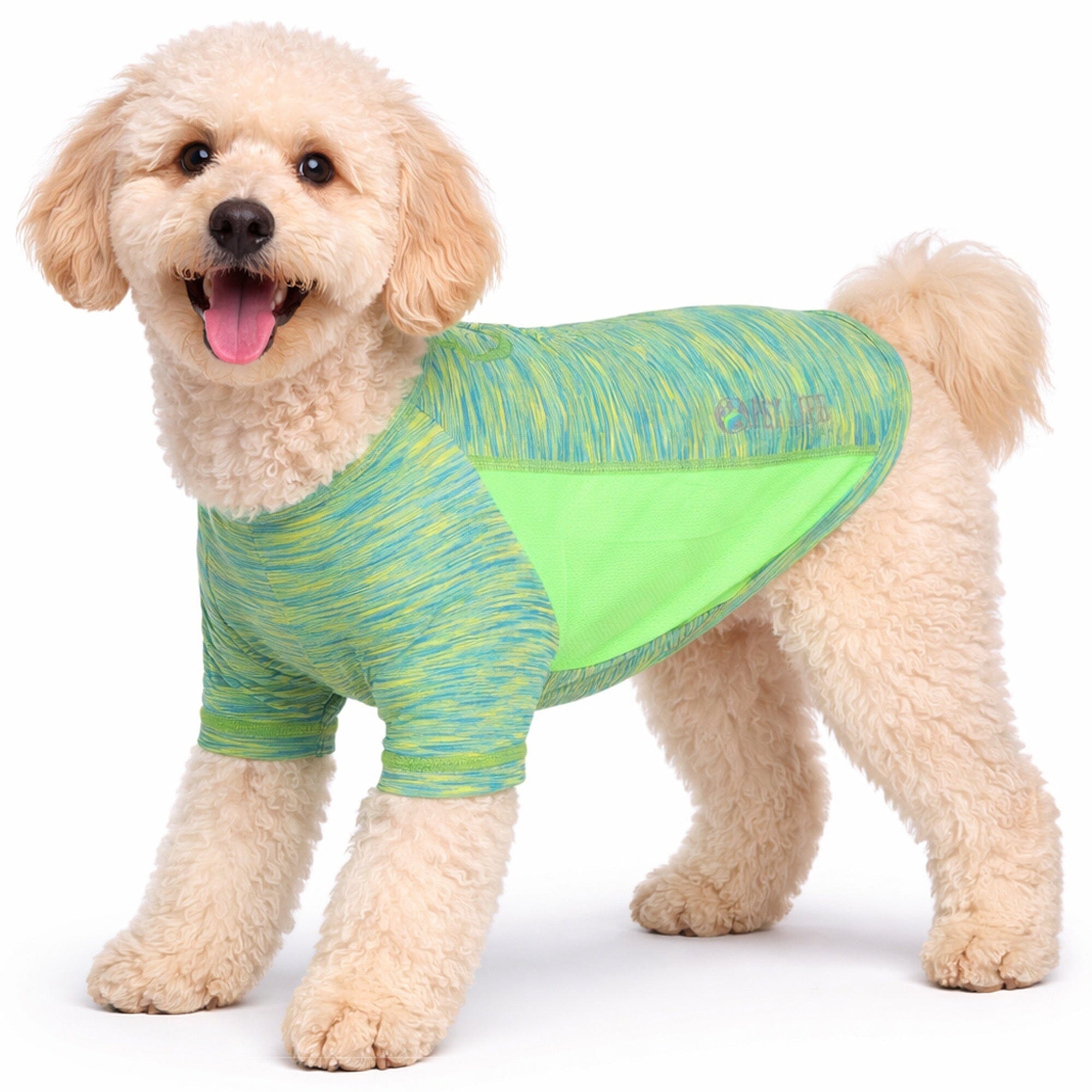 Pet Life ® Active 'Warf Speed' Heathered Ultra-Stretch Yoga Fitness Dog T-Shirt X-Small Green Heather W/ Light Green