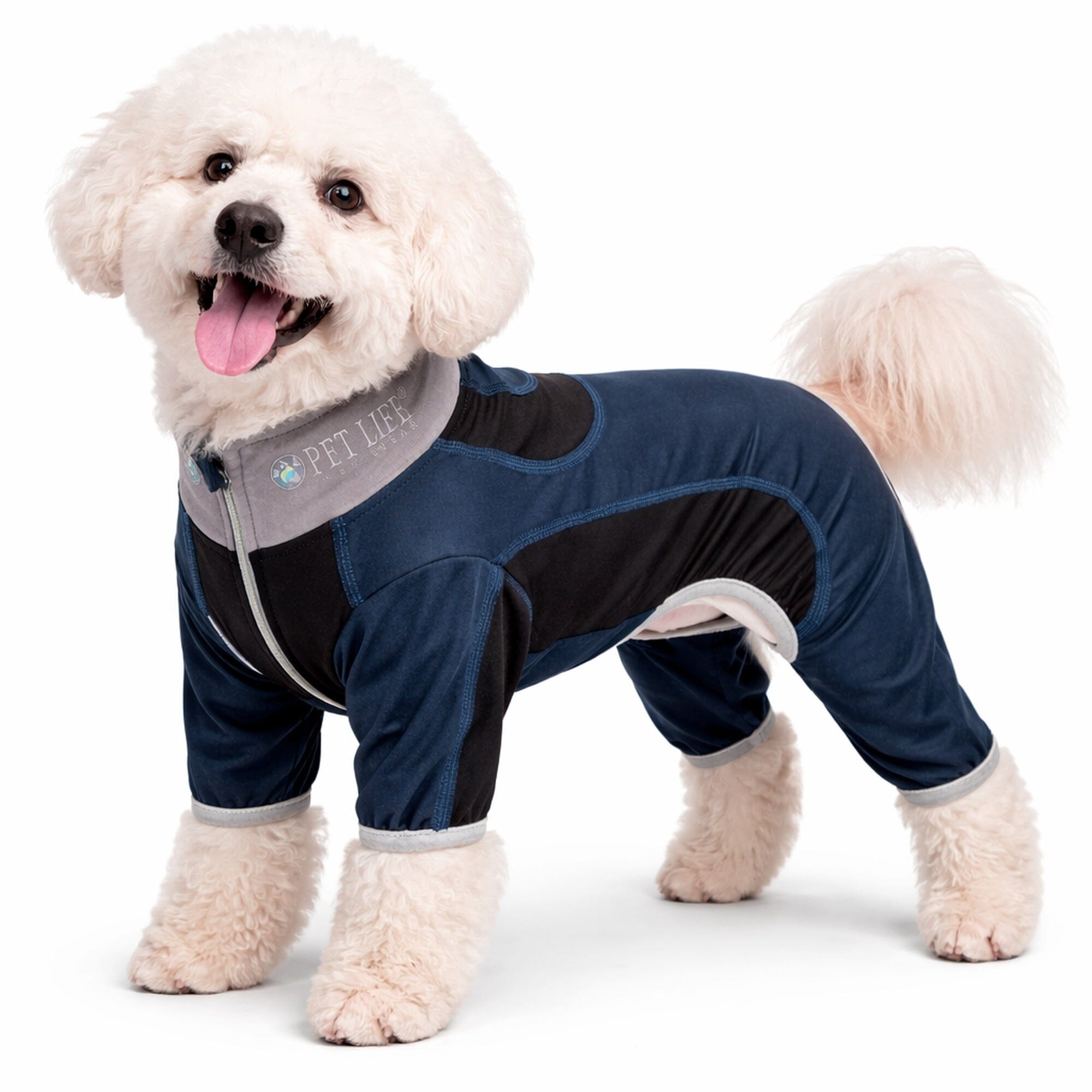 Pet Life ® Active 'Warm-Pup' Stretchy and Quick-Drying Fitness Dog Yoga Warm-Up Tracksuit X-Small Navy and Black