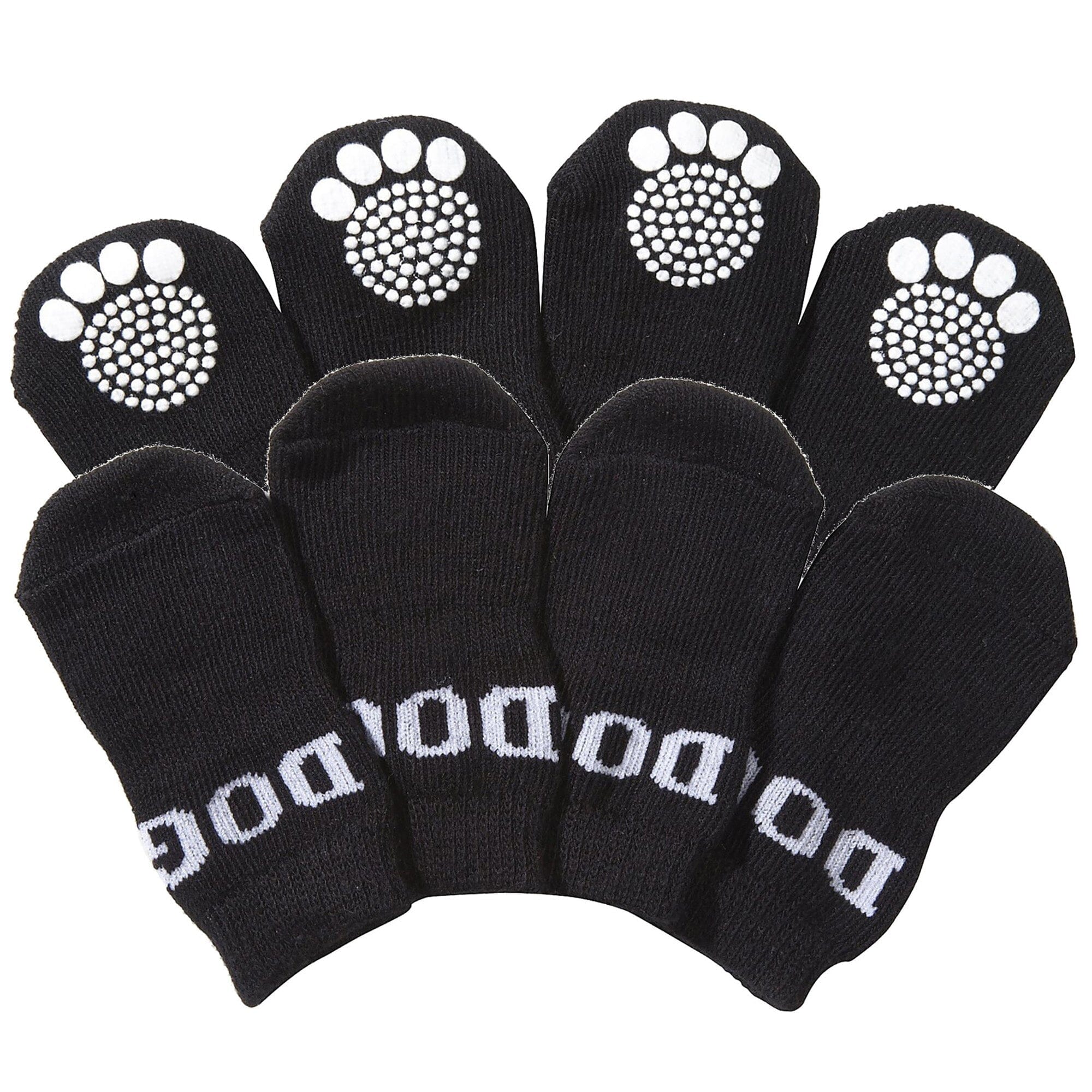 Pet Life ® Anti-Slip Rubberized Gripped Breathable Stretch Pet Dog Socks - Set of 4 Small Black