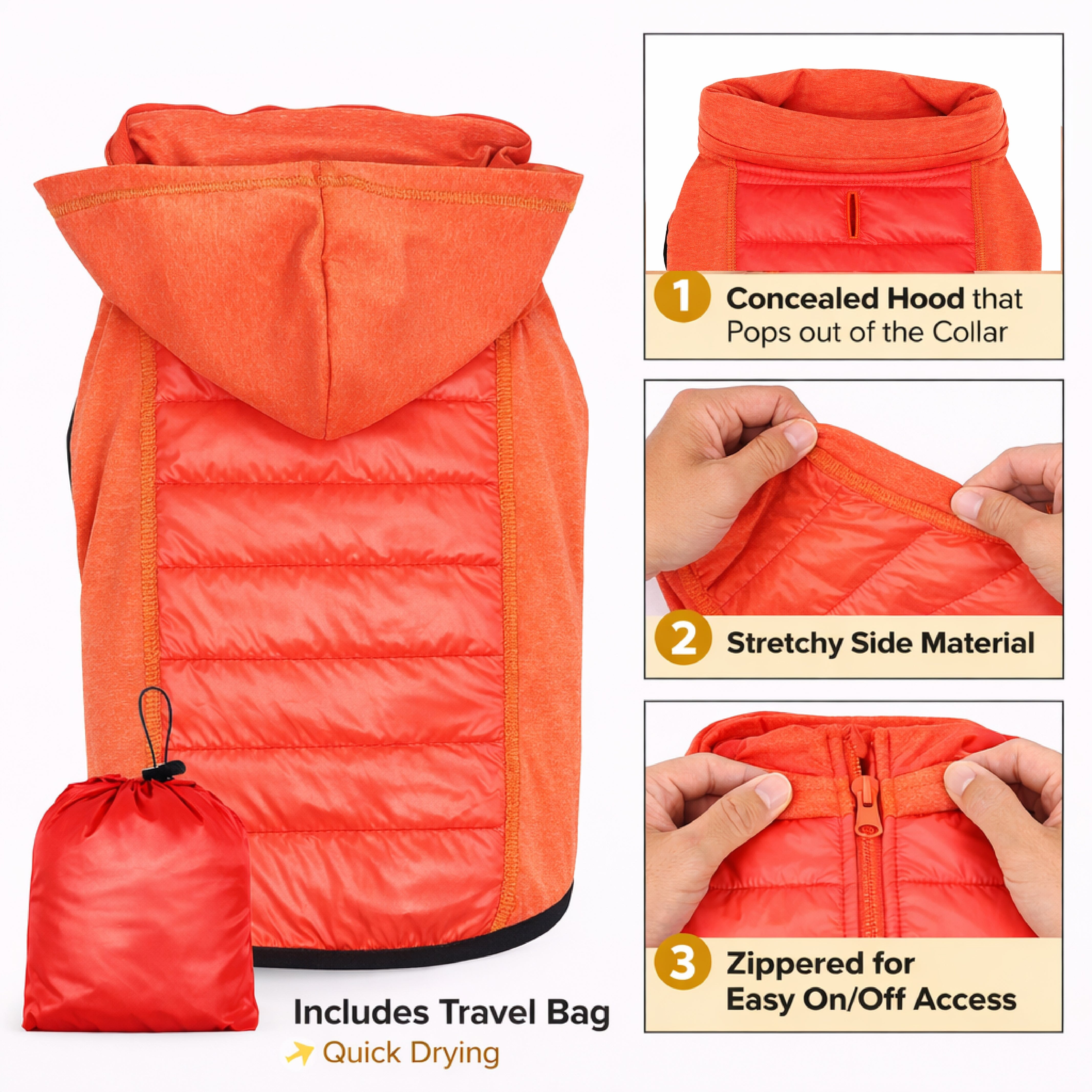 Pet Life ® 'Apex' Lightweight Hybrid 4-Season Stretch and Quick-Dry Dog Coat w/ Pop out Hood