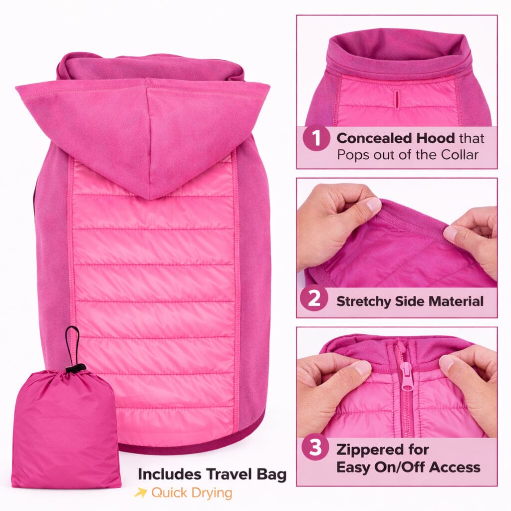 Pet Life ® 'Apex' Lightweight Hybrid 4-Season Stretch and Quick-Dry Dog Coat w/ Pop out Hood