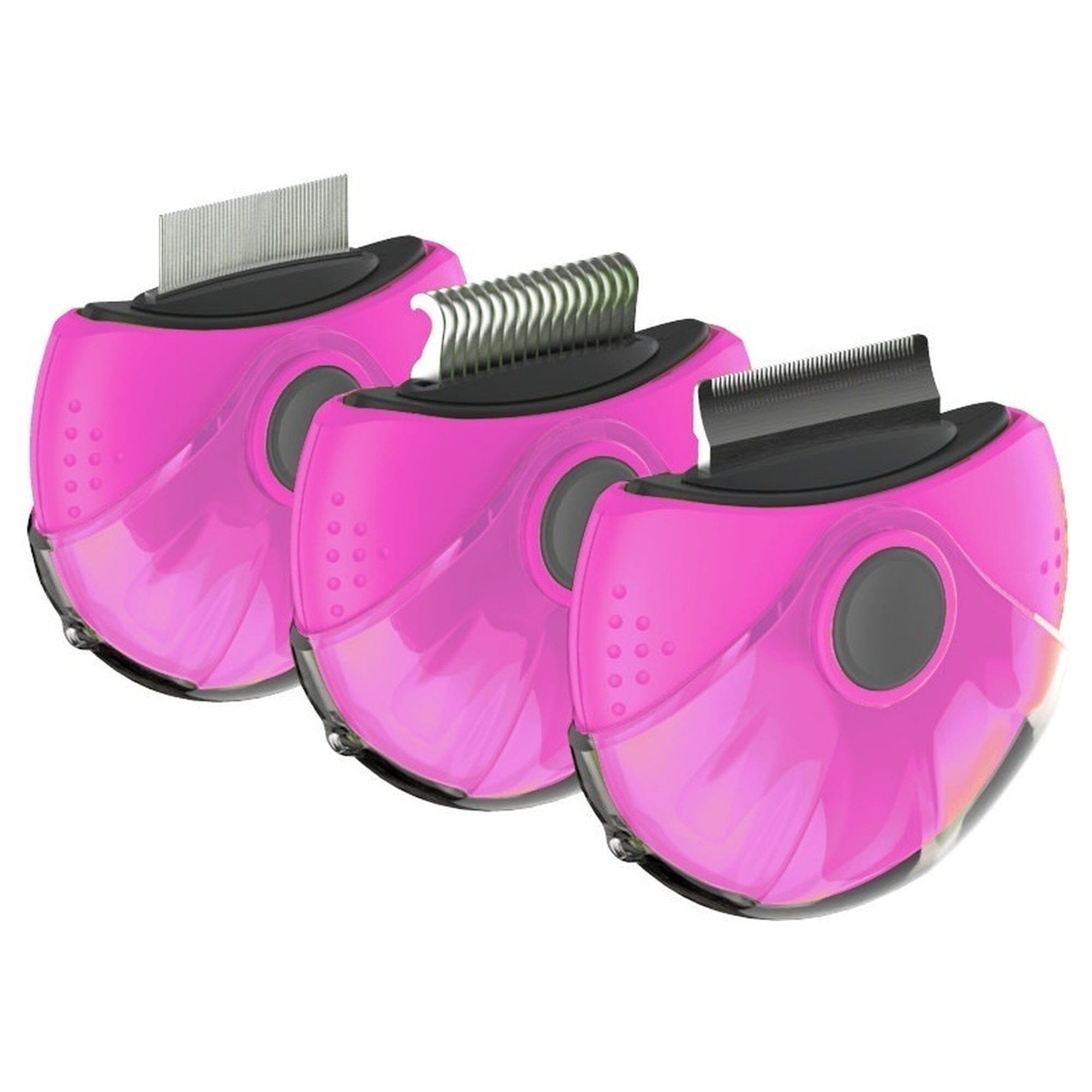 Pet Life ® 'Axler' Triple Rotating Rake Deshedder and Dematting Grooming Pet Comb Pink