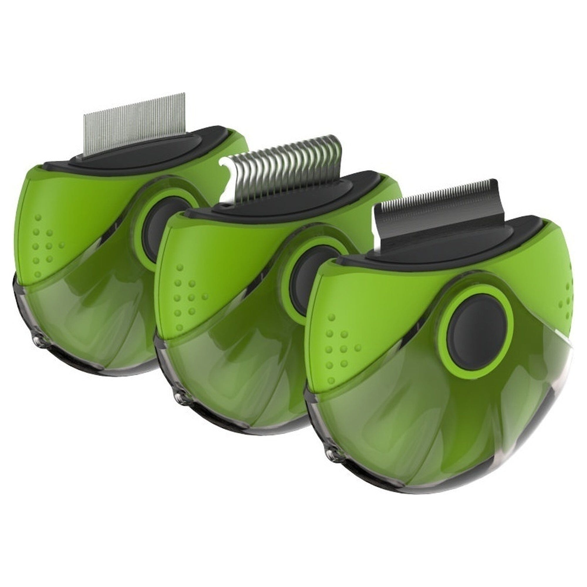 Pet Life ® 'Axler' Triple Rotating Rake Deshedder and Dematting Grooming Pet Comb Green