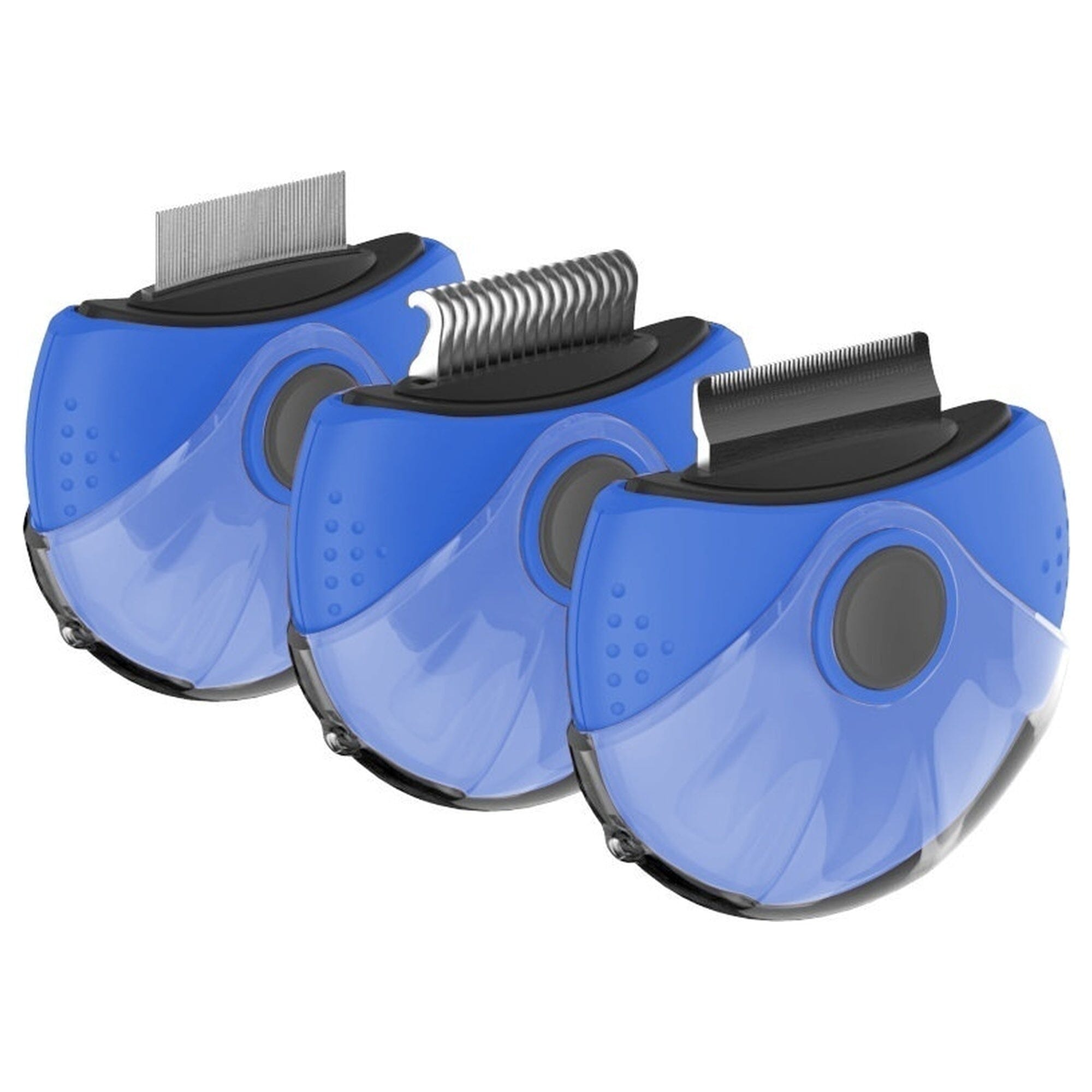 Pet Life ® 'Axler' Triple Rotating Rake Deshedder and Dematting Grooming Pet Comb Blue