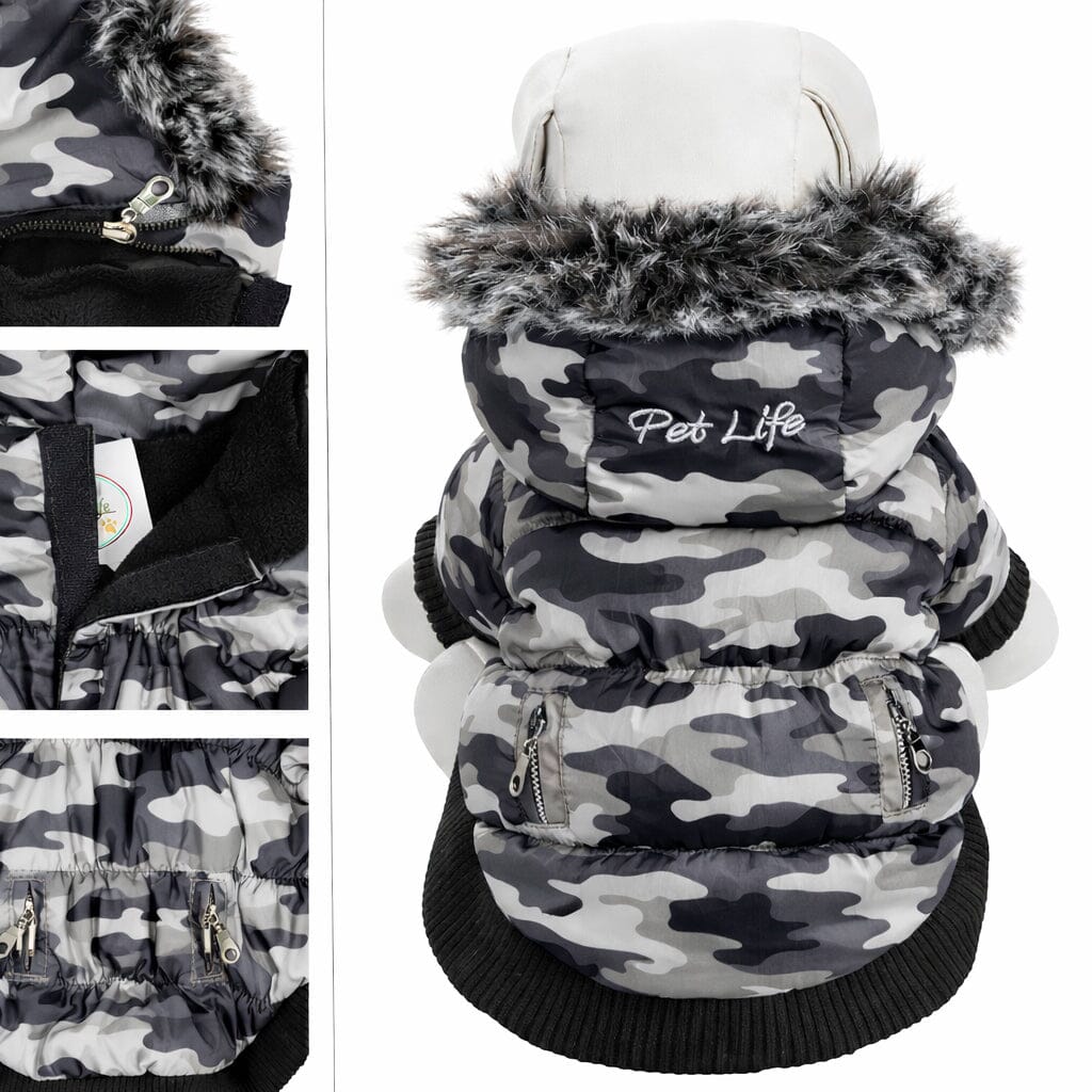 Pet Life ® Classic Metallic Fashion 3M Insulated Dog Coat Parka w/ Removable Hood