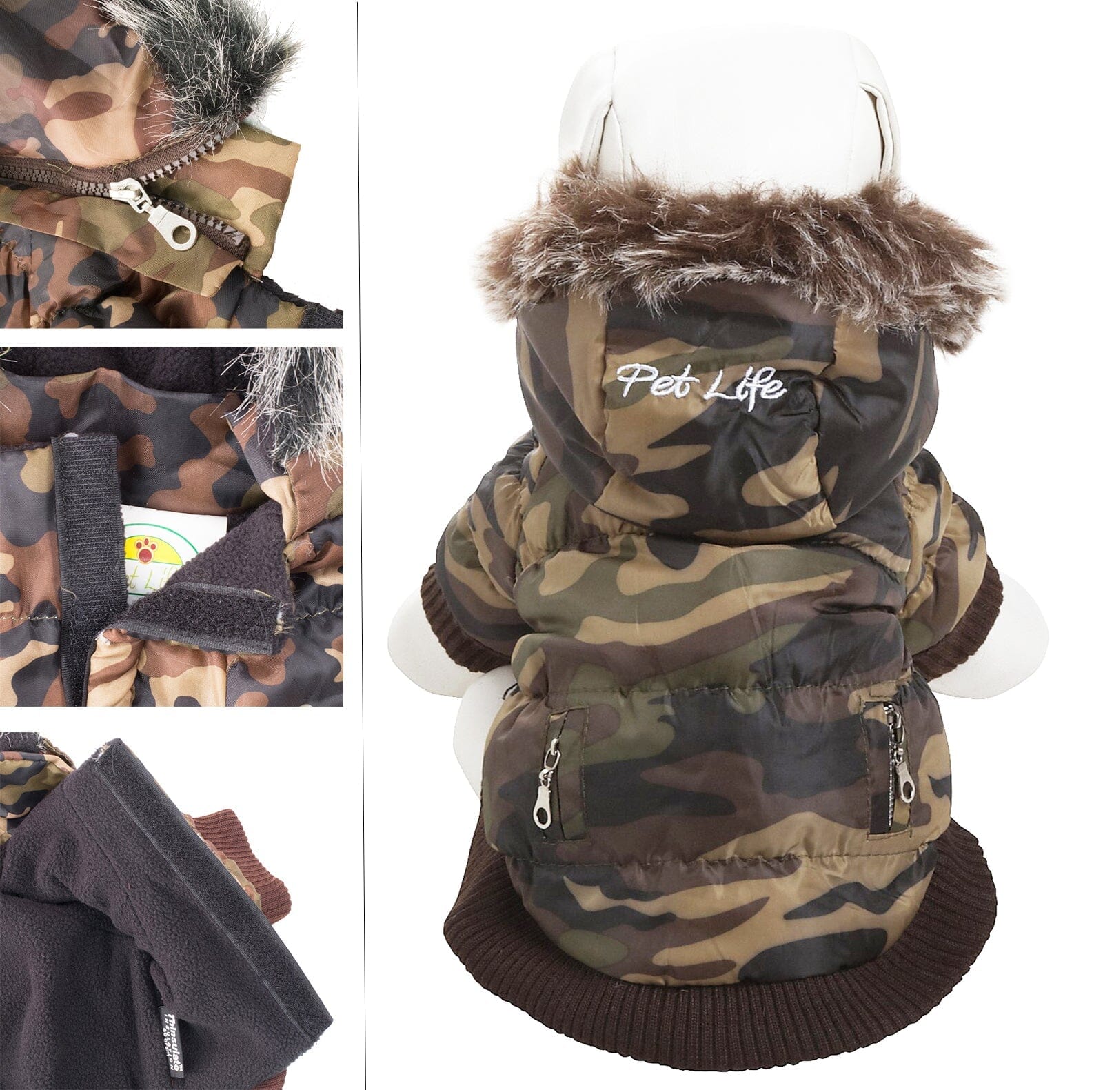 Pet Life ® Classic Metallic Fashion 3M Insulated Dog Coat Parka w/ Removable Hood