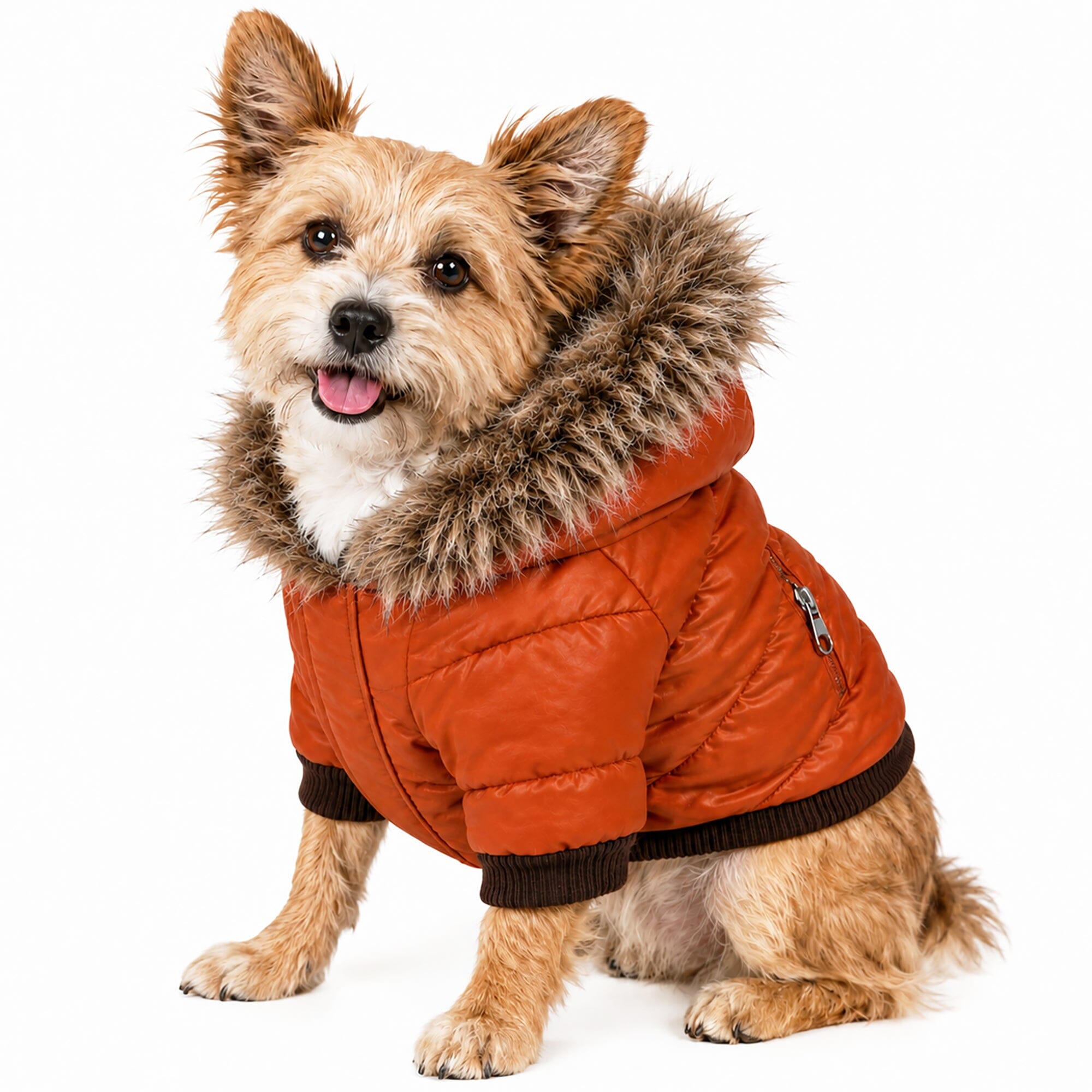 Pet Life ® Classic Metallic Fashion 3M Insulated Dog Coat Parka w/ Removable Hood X-Small Tangering Orange