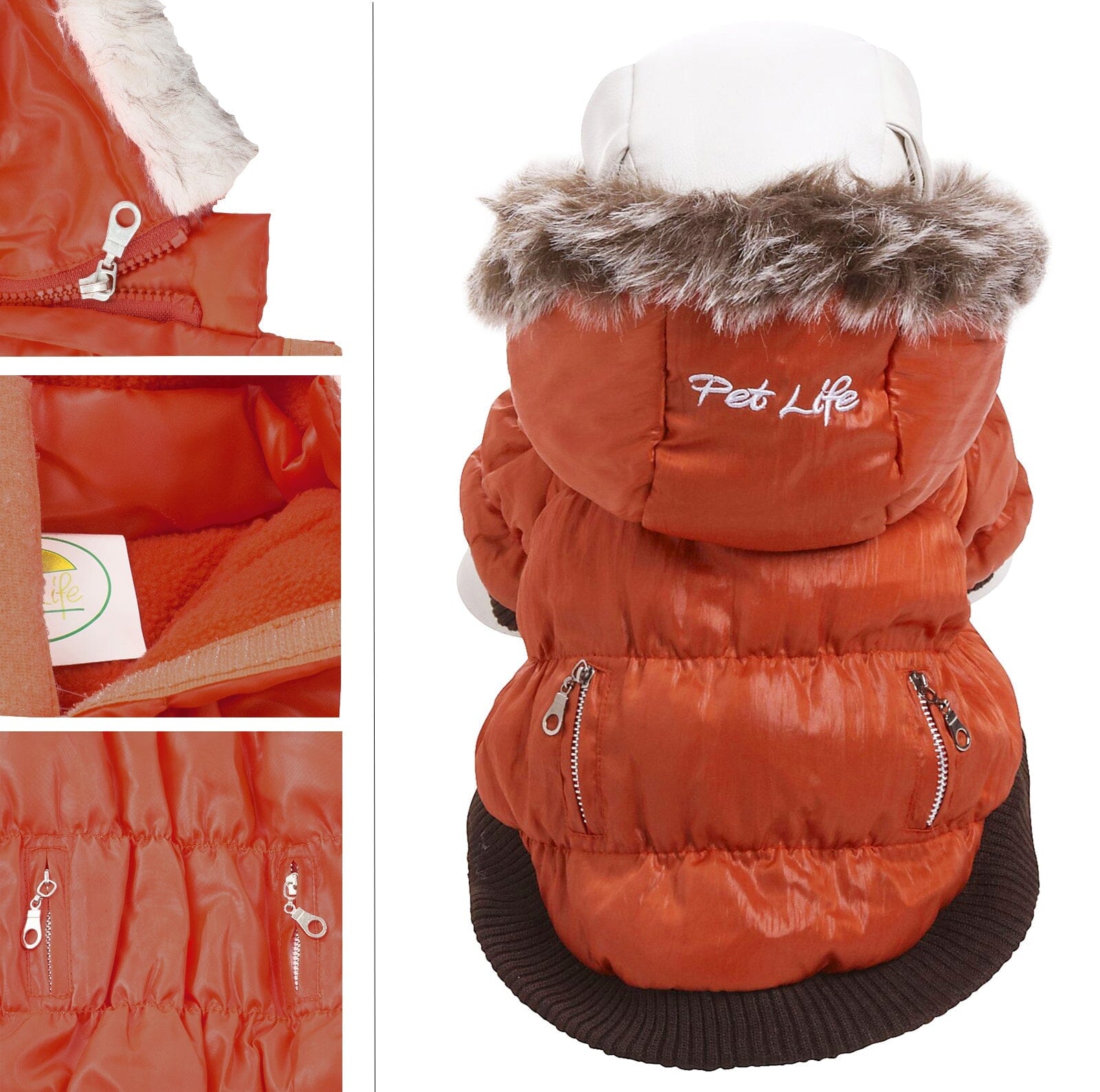 Pet Life ® Classic Metallic Fashion 3M Insulated Dog Coat Parka w/ Removable Hood