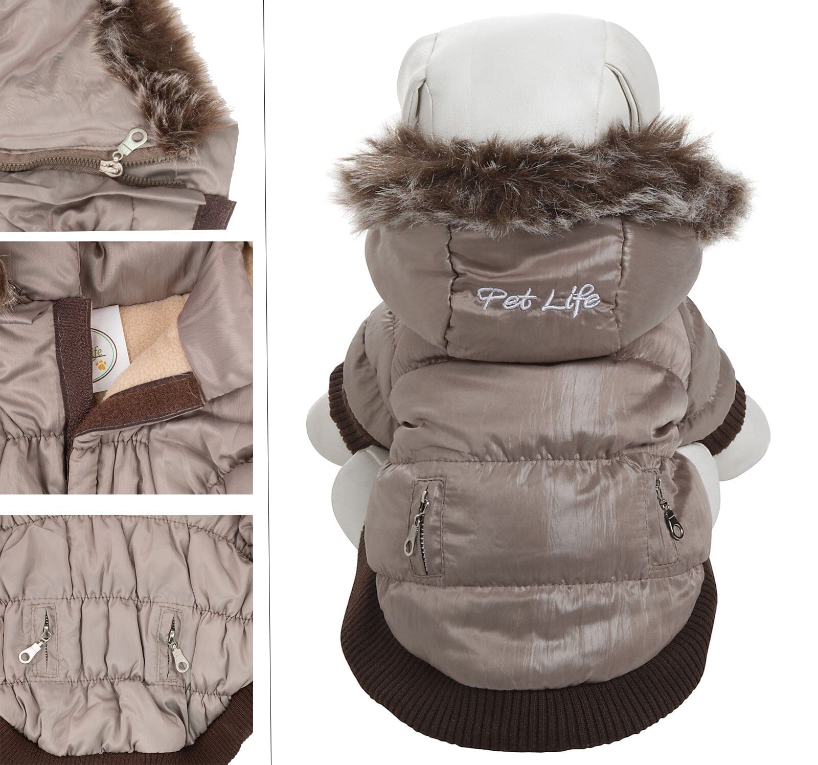Pet Life ® Classic Metallic Fashion 3M Insulated Dog Coat Parka w/ Removable Hood