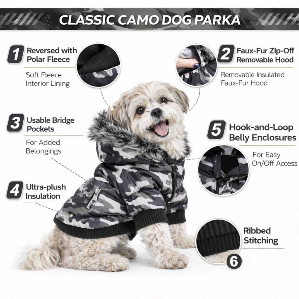 Pet Life ® Classic Metallic Fashion 3M Insulated Dog Coat Parka w/ Removable Hood