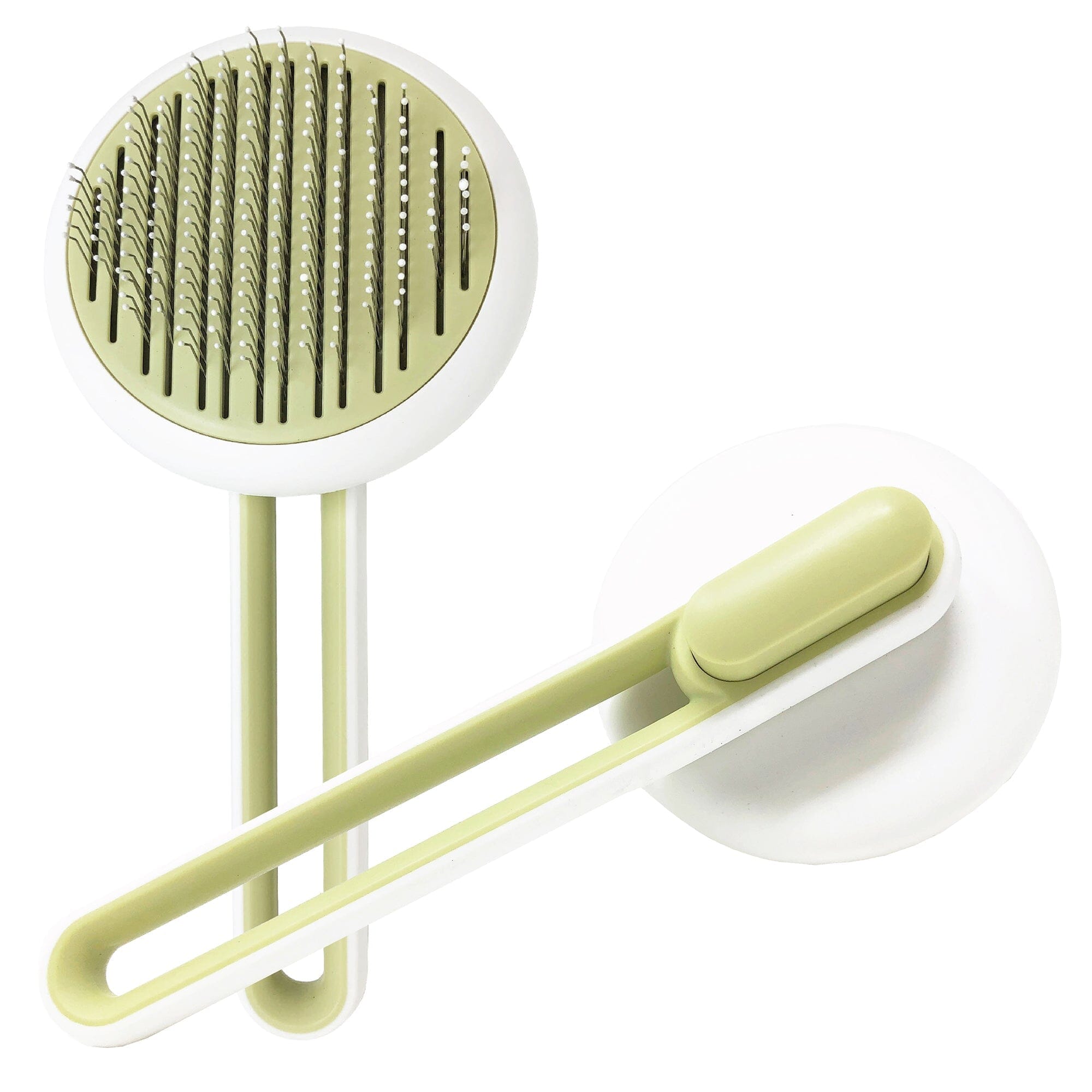 Pet Life ® 'Concepto' Modern Bristle Grooming Pet Deshedder Comb Green