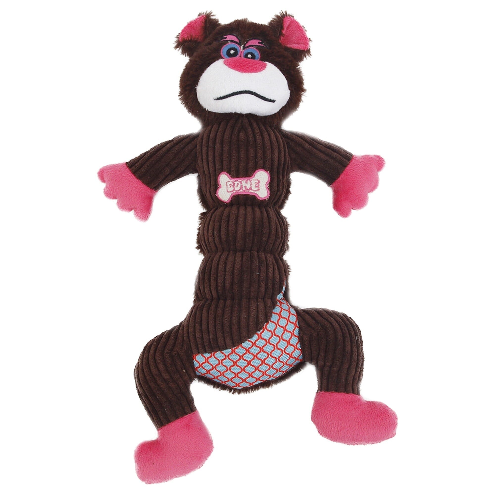Pet Life ® 'Cuddle Plush' Mesh and Plush Squeaking Dog Toy Dark Brown