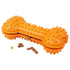 Pet Life ® 'Denta-Bone' TPR Treat Dispensing and Dental Cleaning Durable Dog Toy Orange