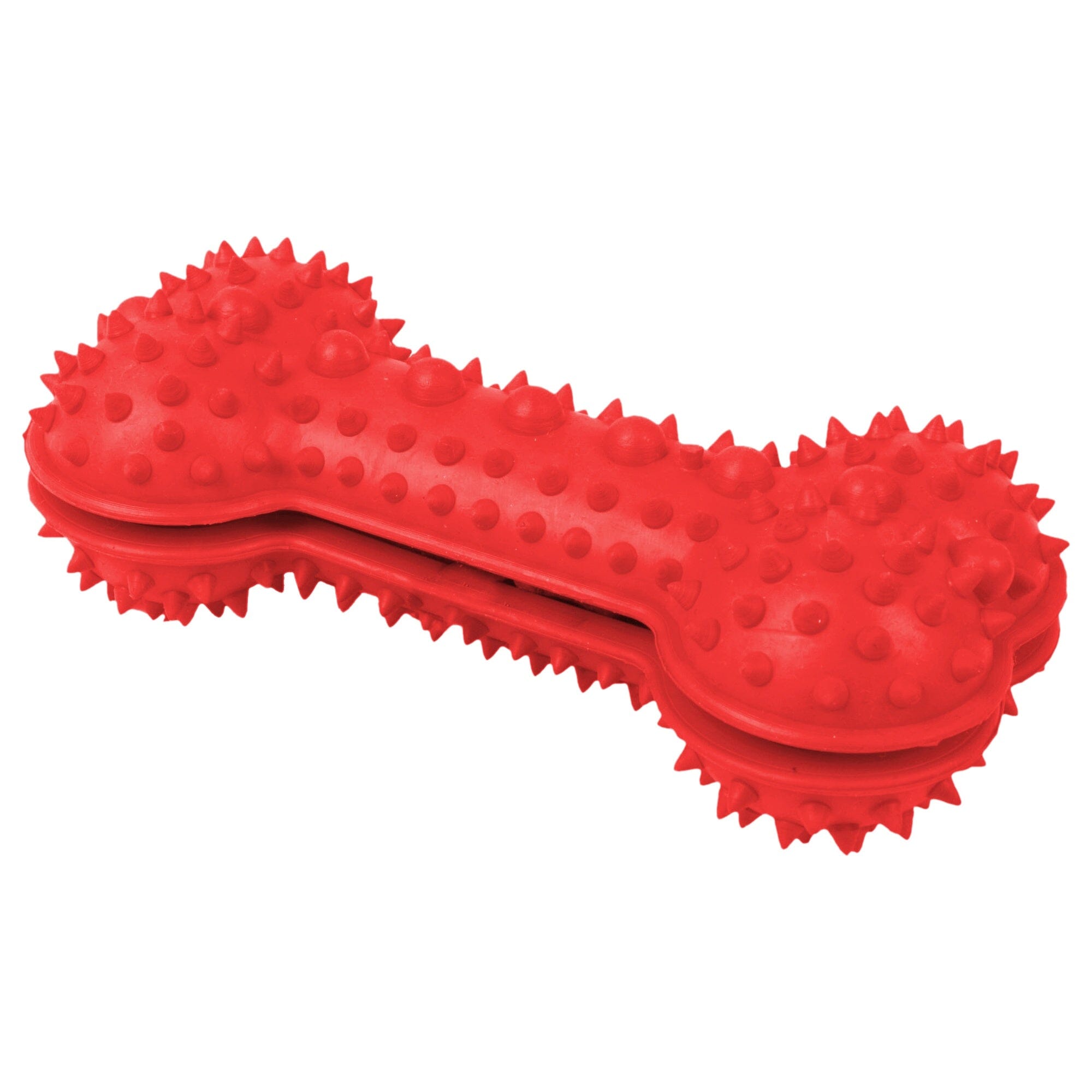 Pet Life ® 'Denta-Bone' TPR Treat Dispensing and Dental Cleaning Durable Dog Toy Red