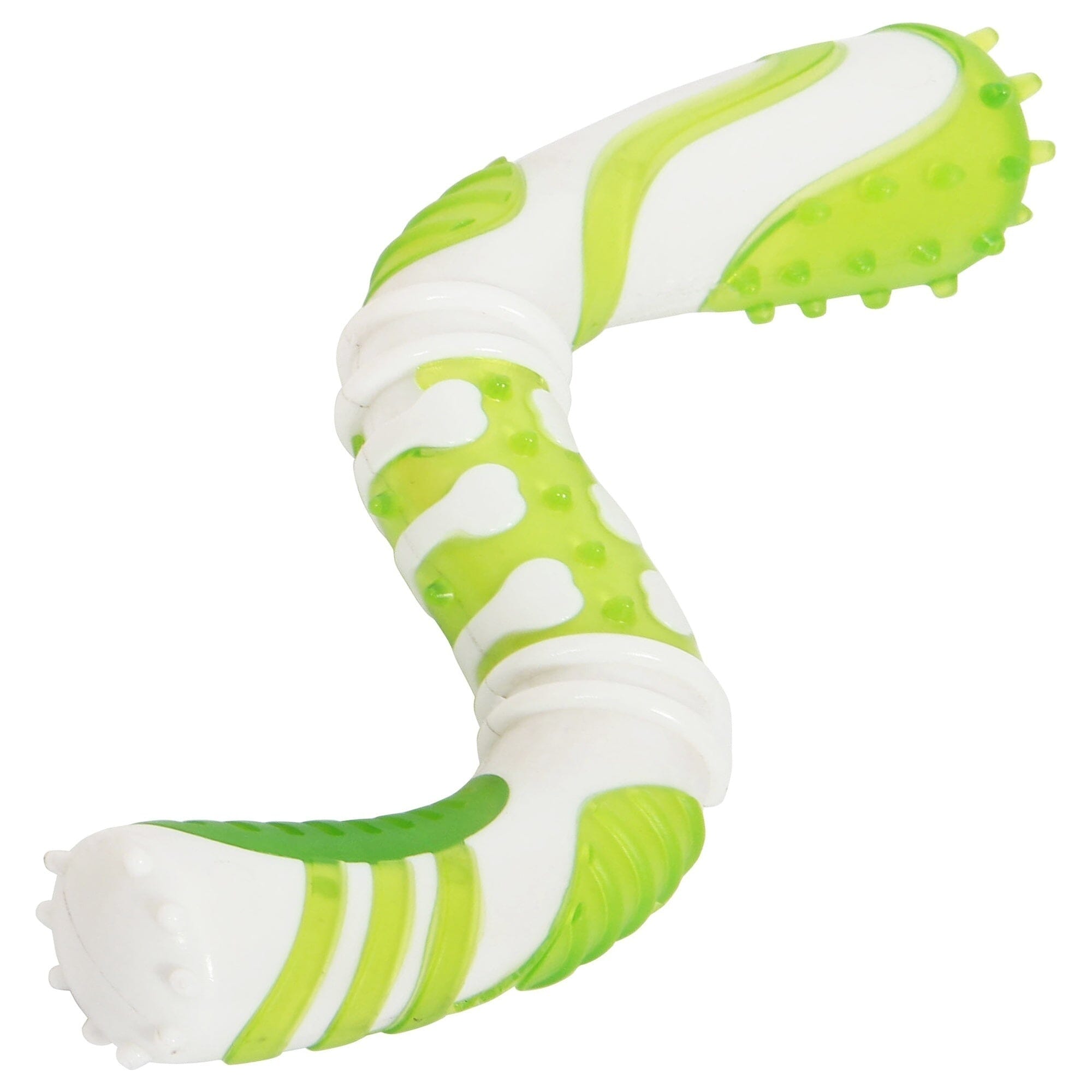 Pet Life ® 'Denta-Twist' TPR Durable Dental Chew Toy Green