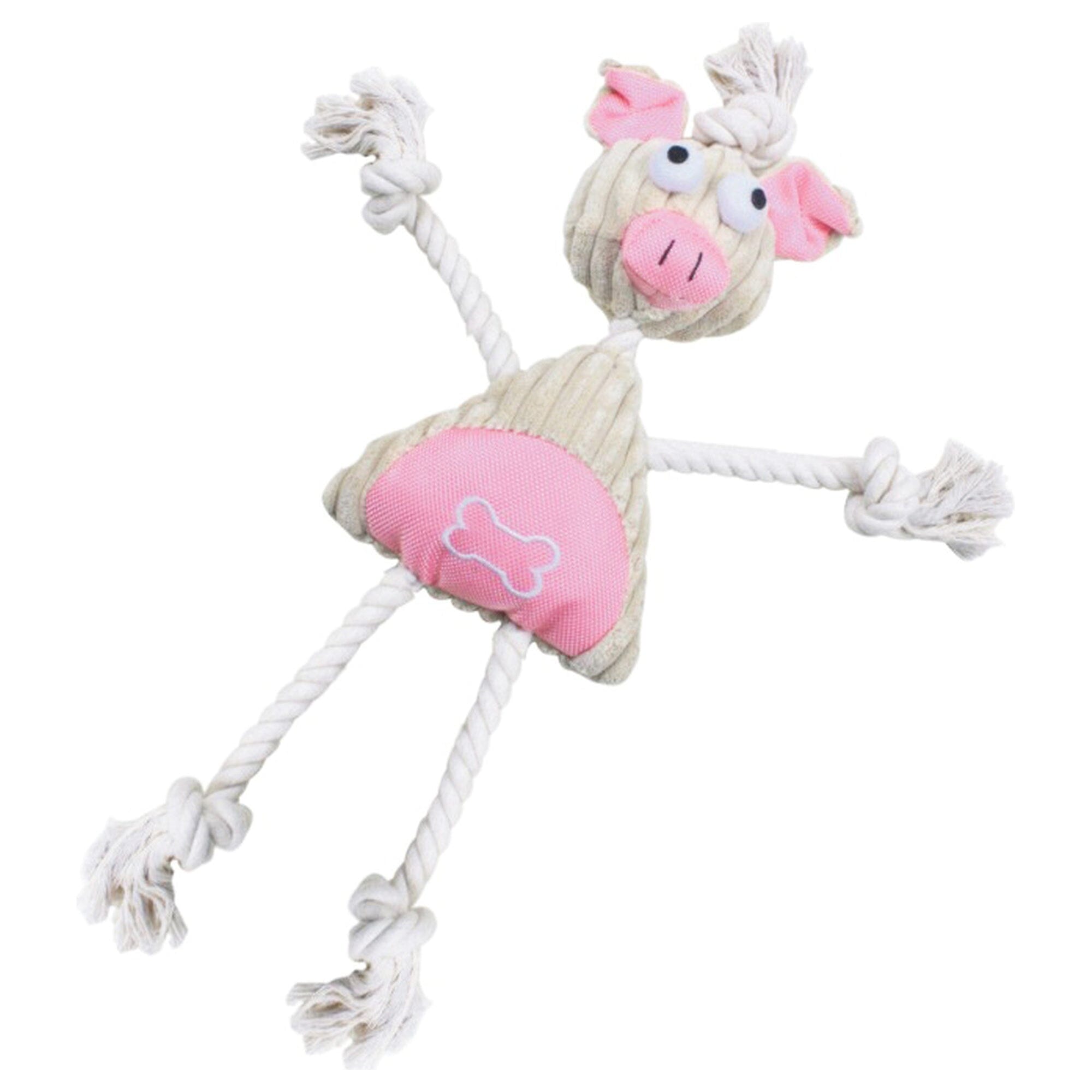 Pet Life ® 'Doll Mannequin' Natural Jute and Rope Squeak Dog Toy Pink